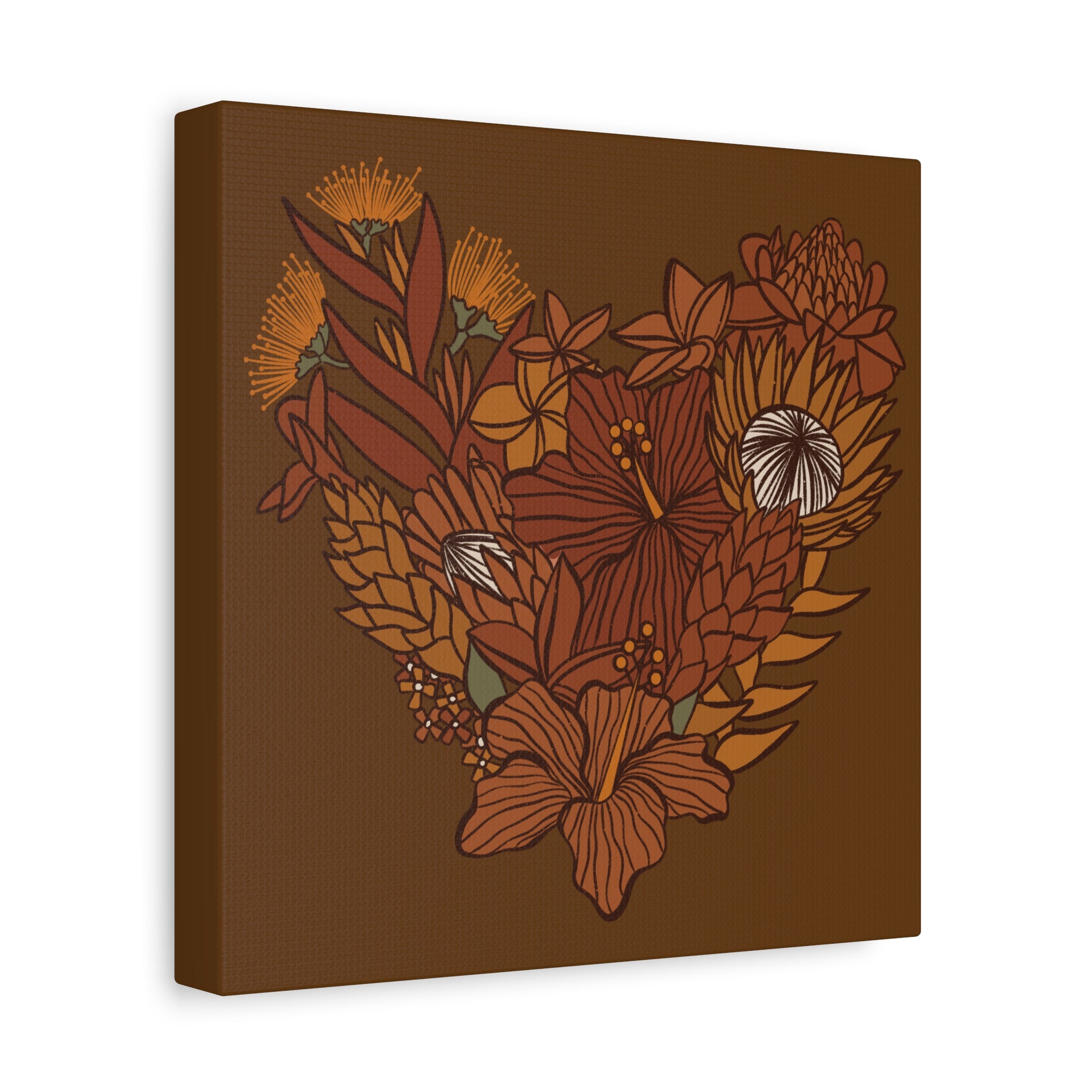 Terra Cotta Floral Heart Canvas