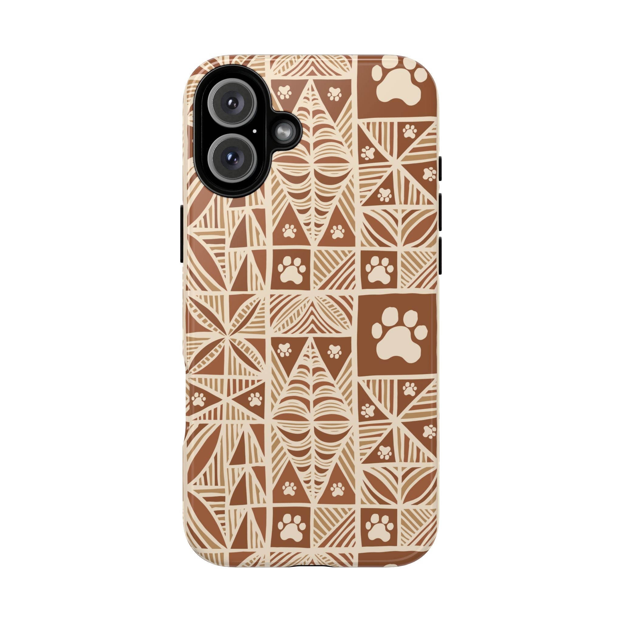 Manu Brown Tribal Paw Print Phone Case — Patterned All-Over-Print Phone Case