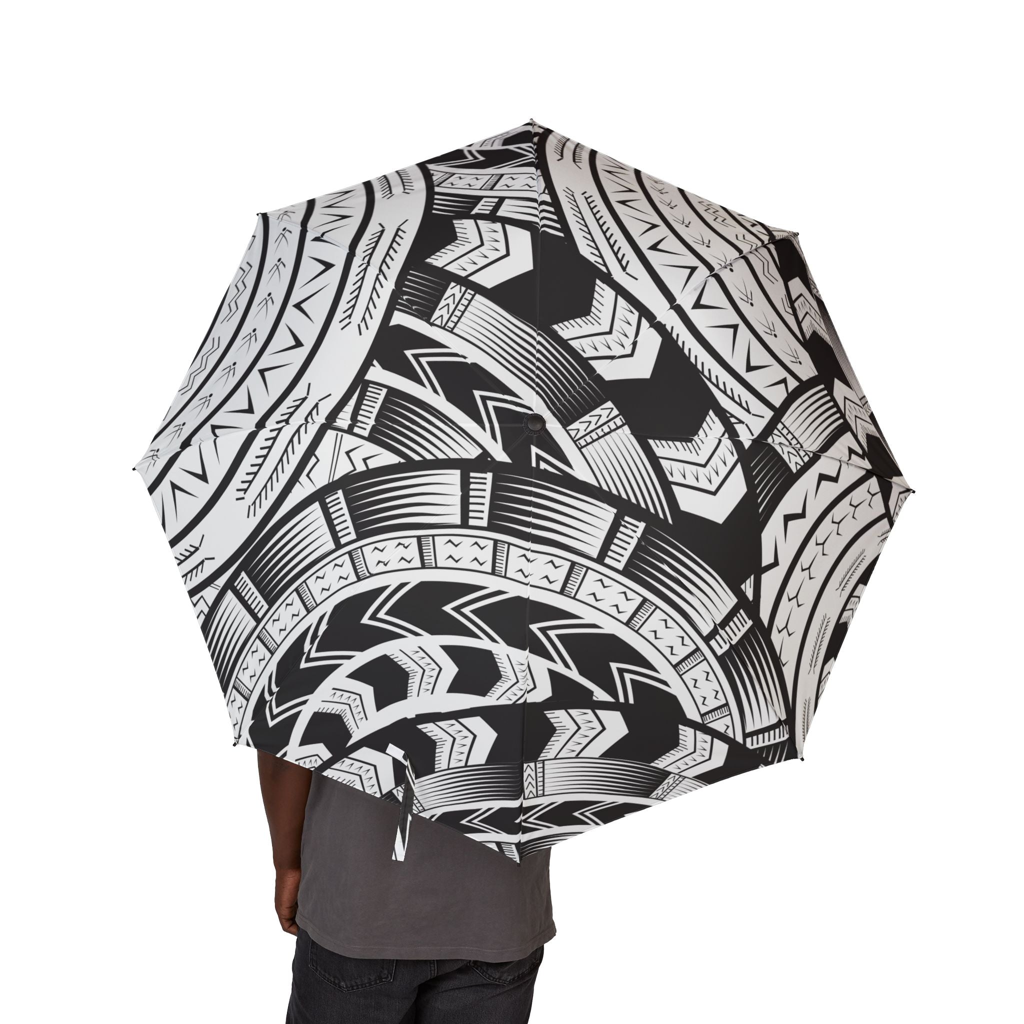 Black and White Tatau Foldable Umbrella
