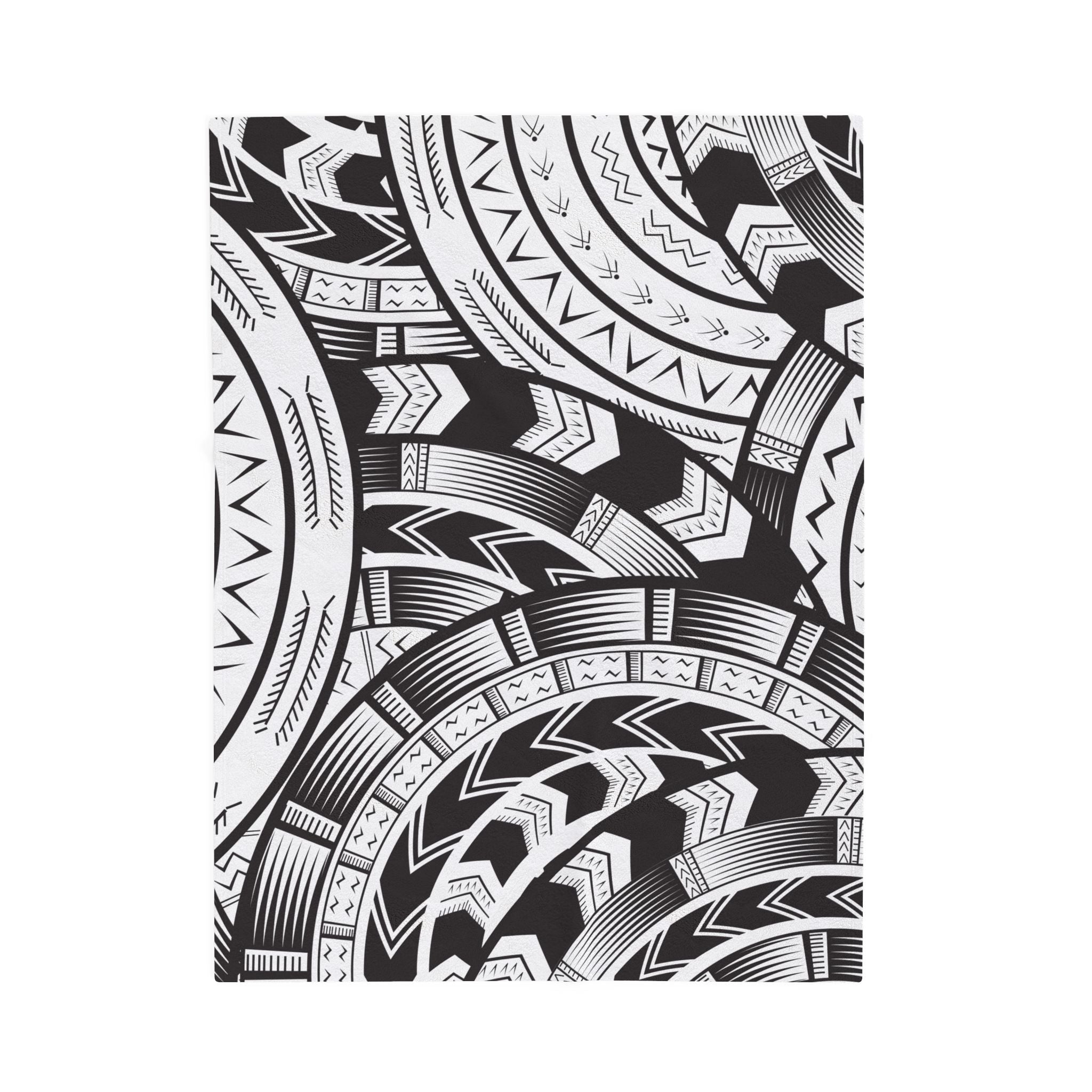Black and White Tatau Velveteen Plush Blanket