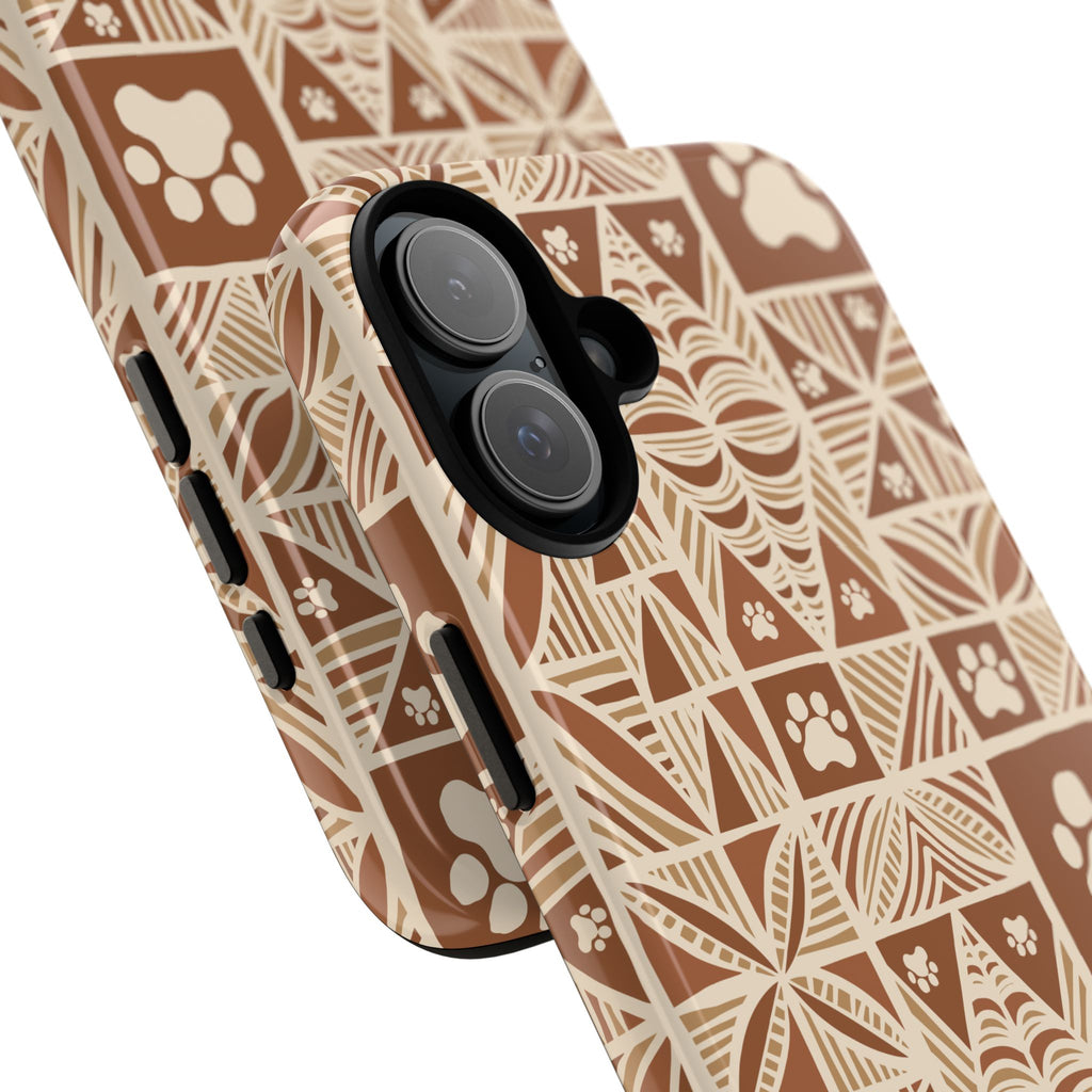 Manu Brown Tribal Paw Print Phone Case — Patterned All-Over-Print Phone Case