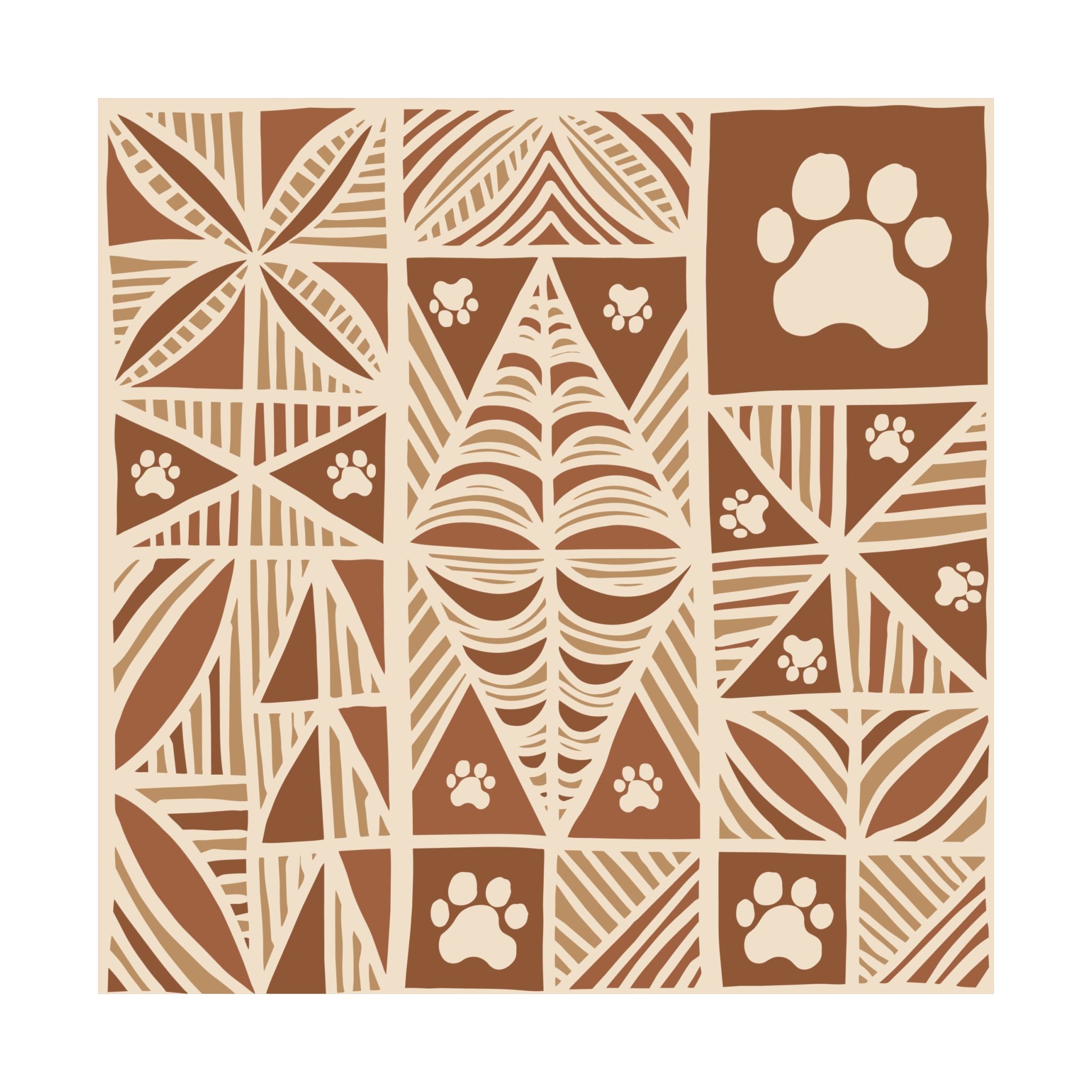 Manu Brown Tribal Paw Print Poster — Patterned All-Over-Print Poster