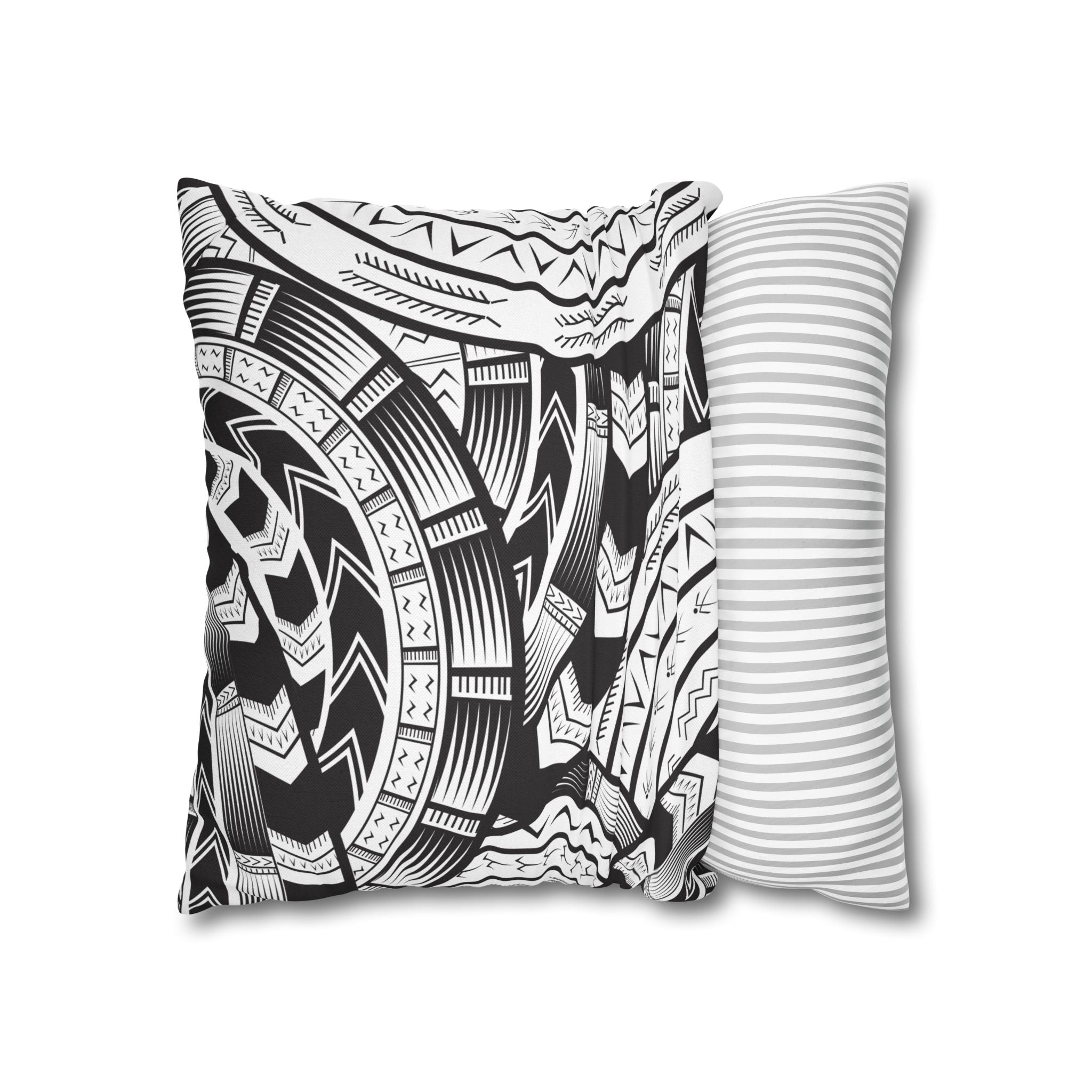 Black and White Tatau Square Pillow Case