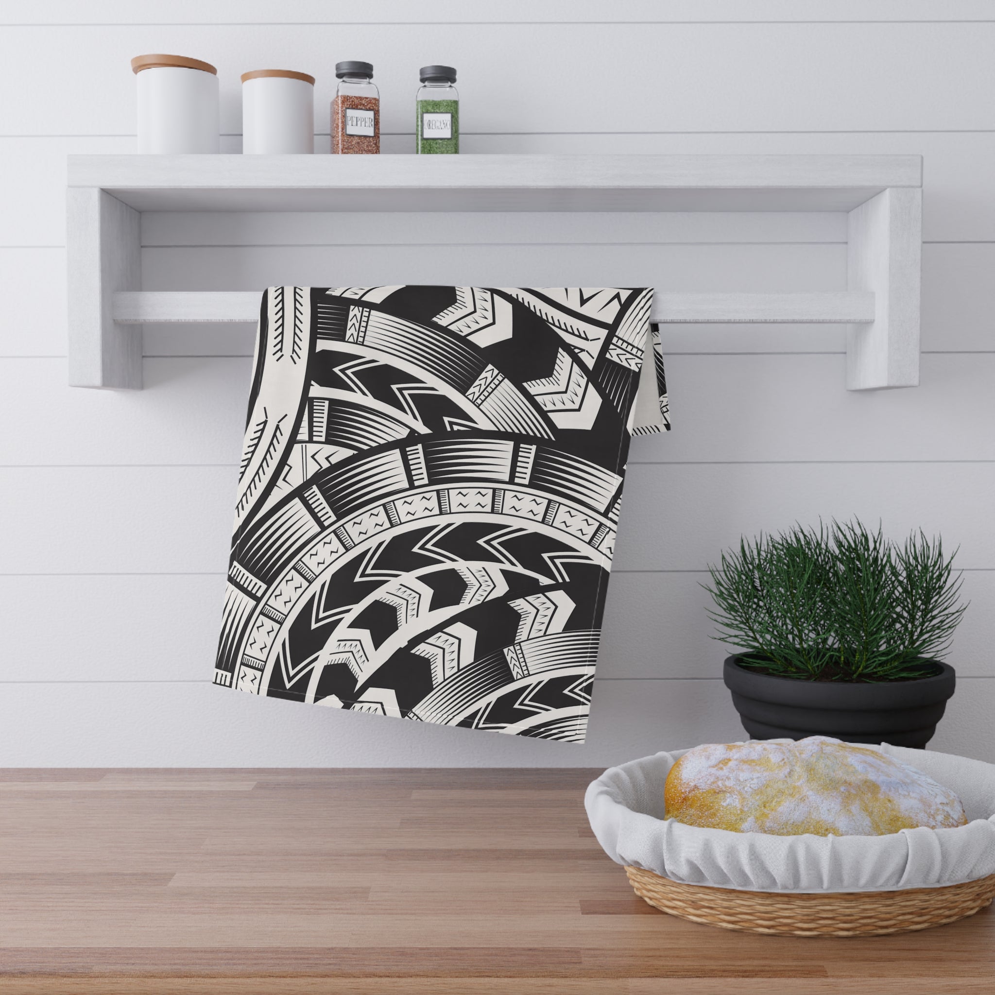 Black and White Tatau Tea Towel