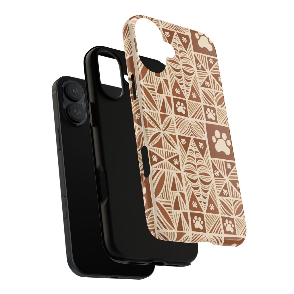 Manu Brown Tribal Paw Print Phone Case — Patterned All-Over-Print Phone Case