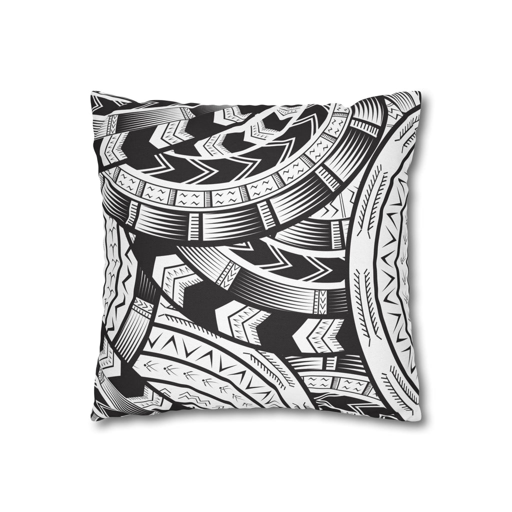 Black and White Tatau Square Pillow Case