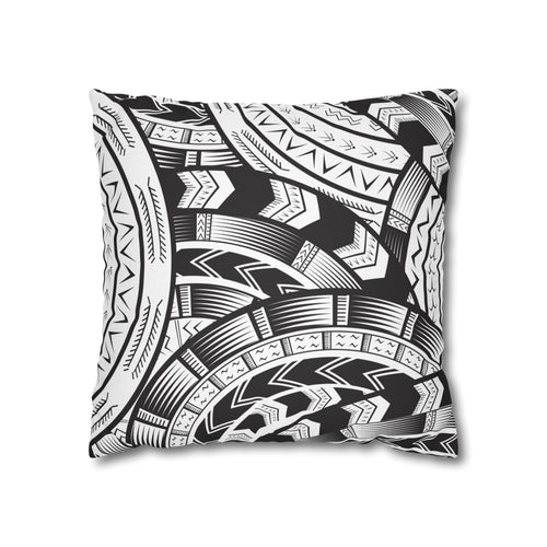 Black and White Tatau Square Pillow Case