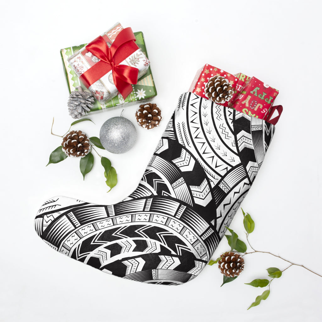 Black and White Tatau Christmas Stocking