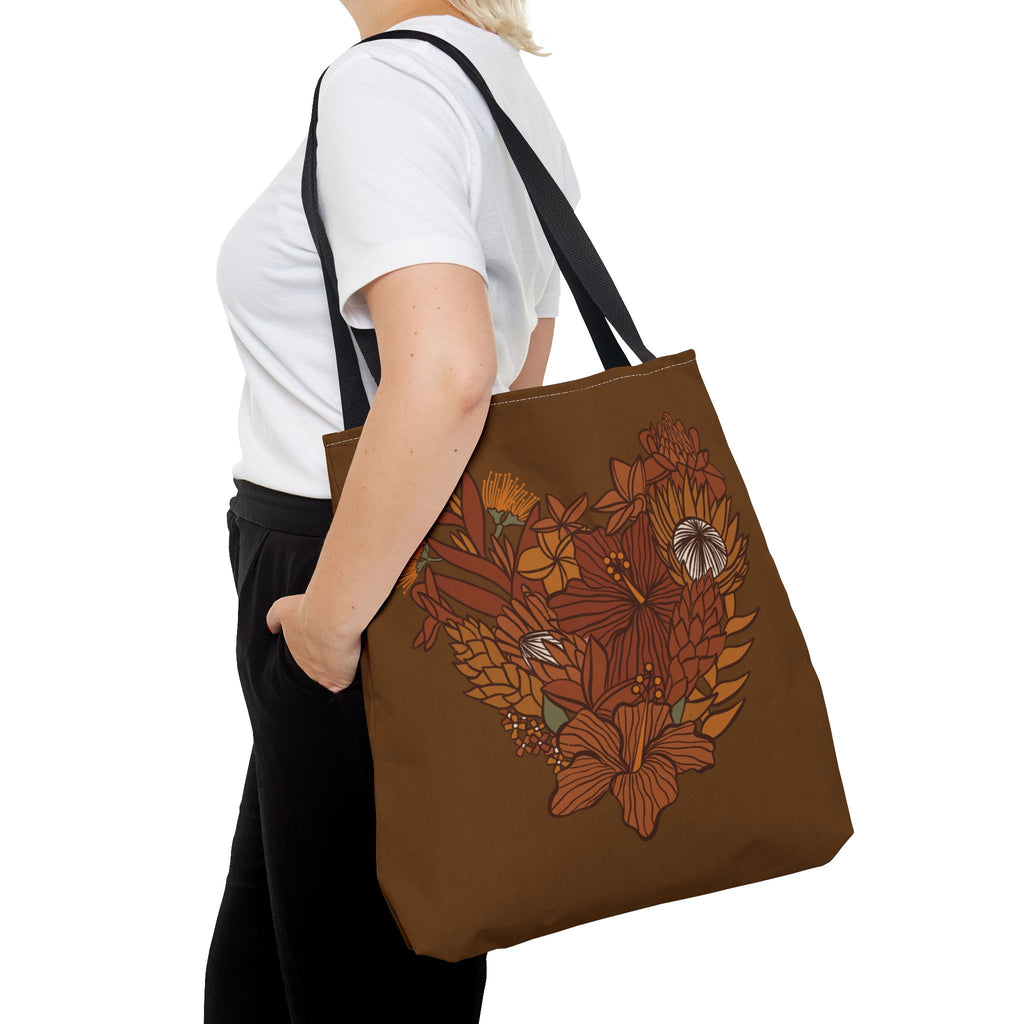 Terra Cotta Floral Heart Tote Bag