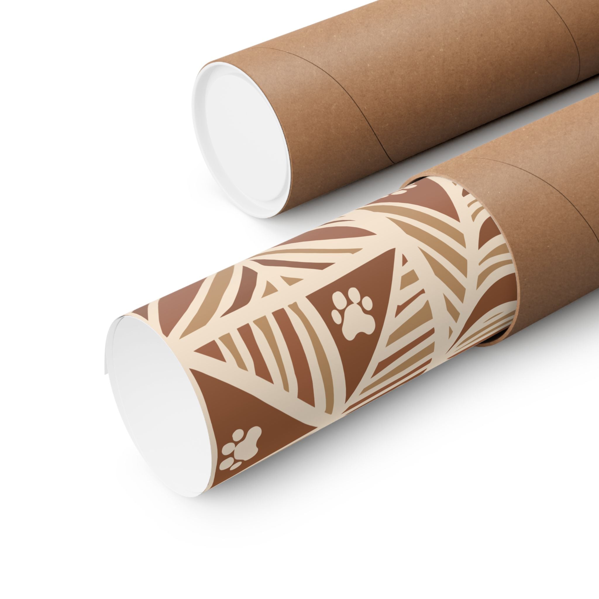 Manu Brown Tribal Paw Print Poster — Patterned All-Over-Print Poster