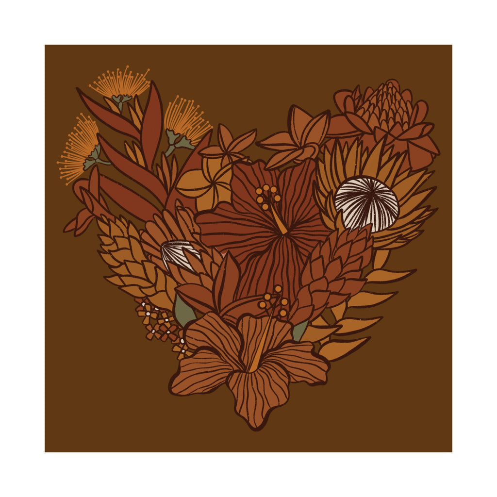 Terra Cotta Floral Heart Poster