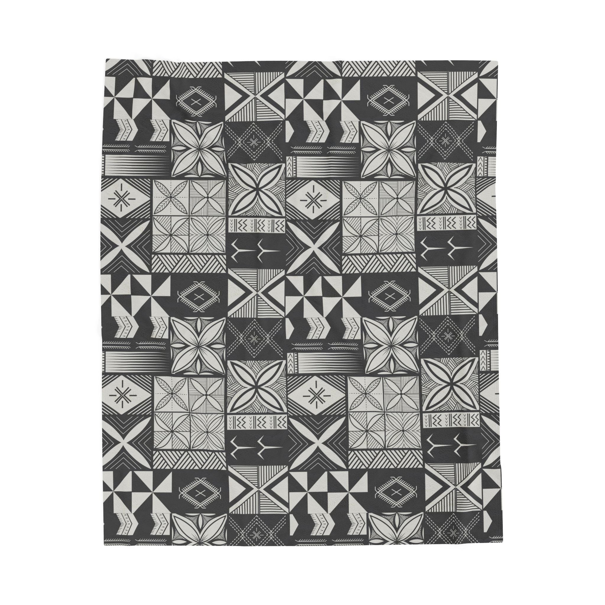 Maluelue (Black & Grey) Velveteen Plush Blanket