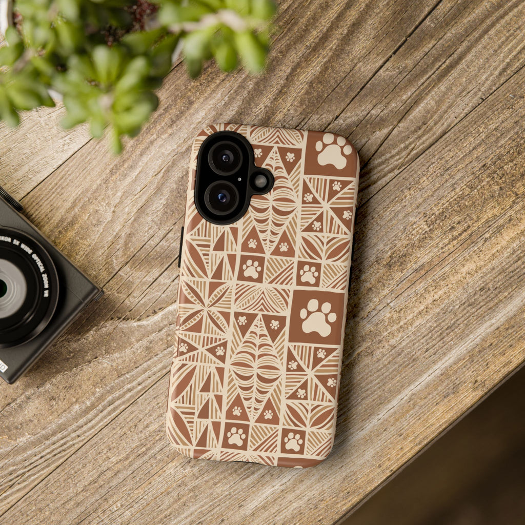 Manu Brown Tribal Paw Print Phone Case — Patterned All-Over-Print Phone Case