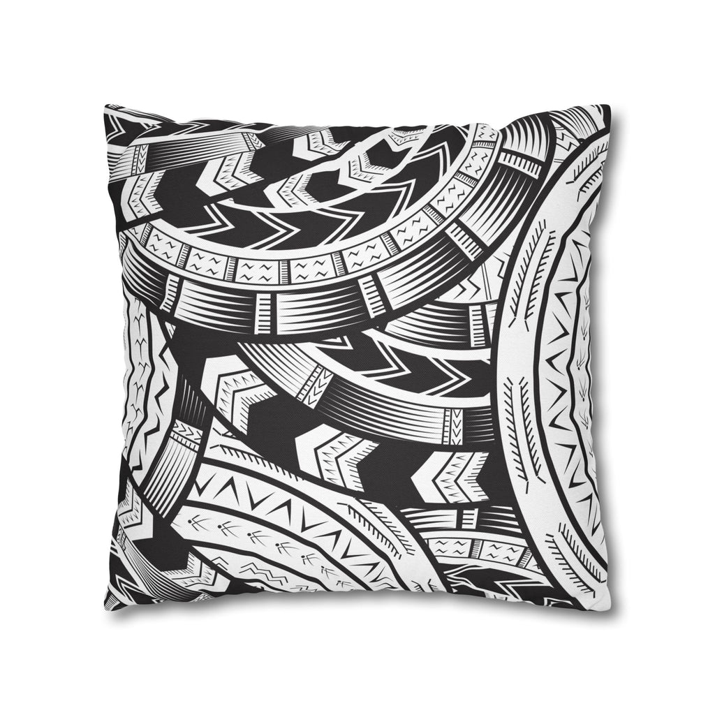Black and White Tatau Square Pillow Case
