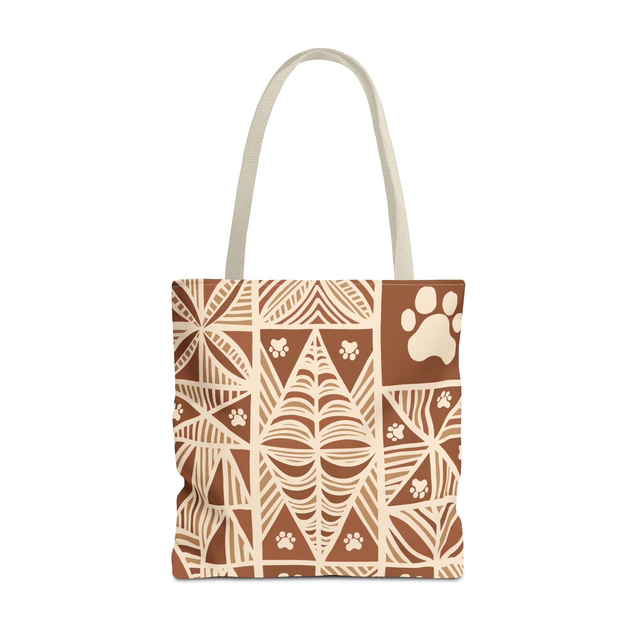 Manu Brown Tribal Paw Print Tote Bag — Patterned All-Over-Print Canvas Tote