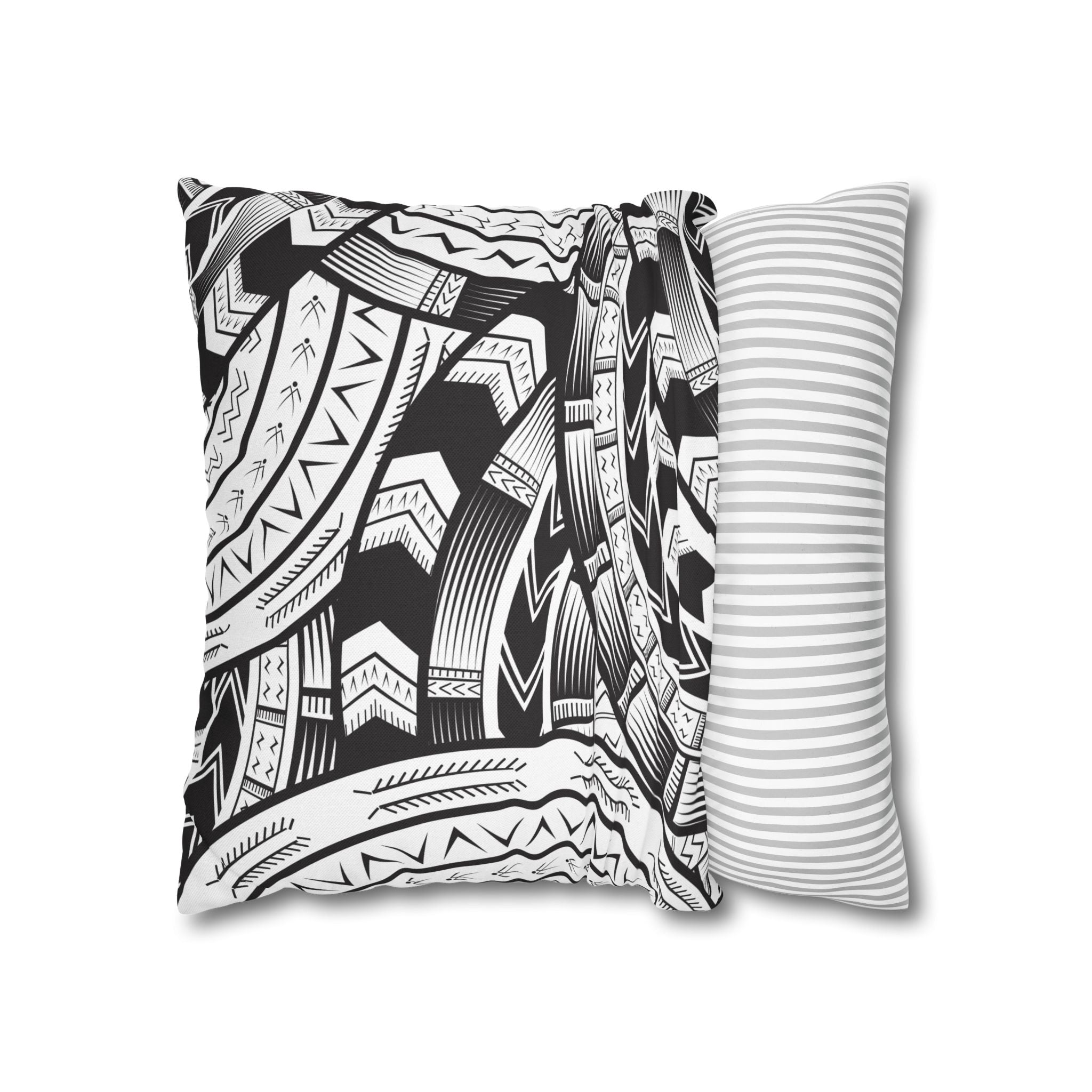 Black and White Tatau Square Pillow Case