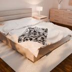 Black and White Tatau Velveteen Plush Blanket