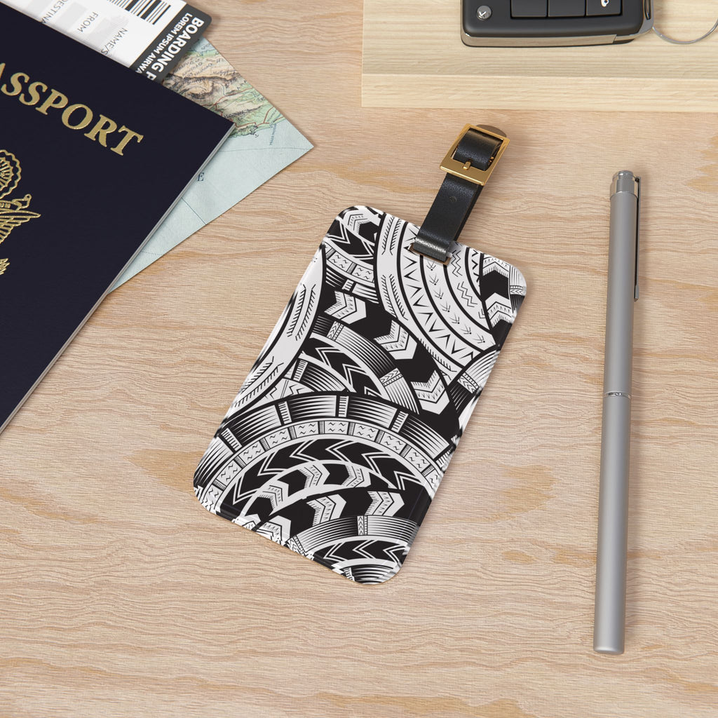 Black and White Tatau Luggage Tag
