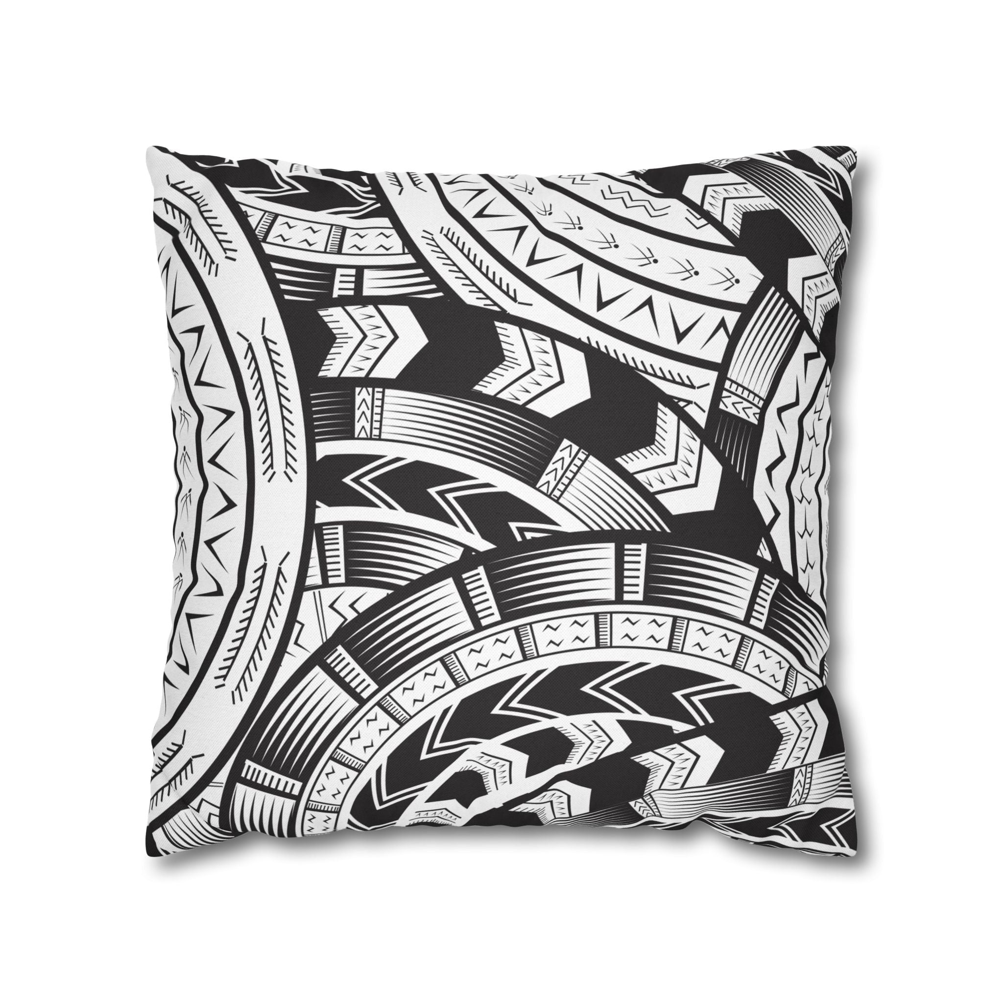 Black and White Tatau Square Pillow Case
