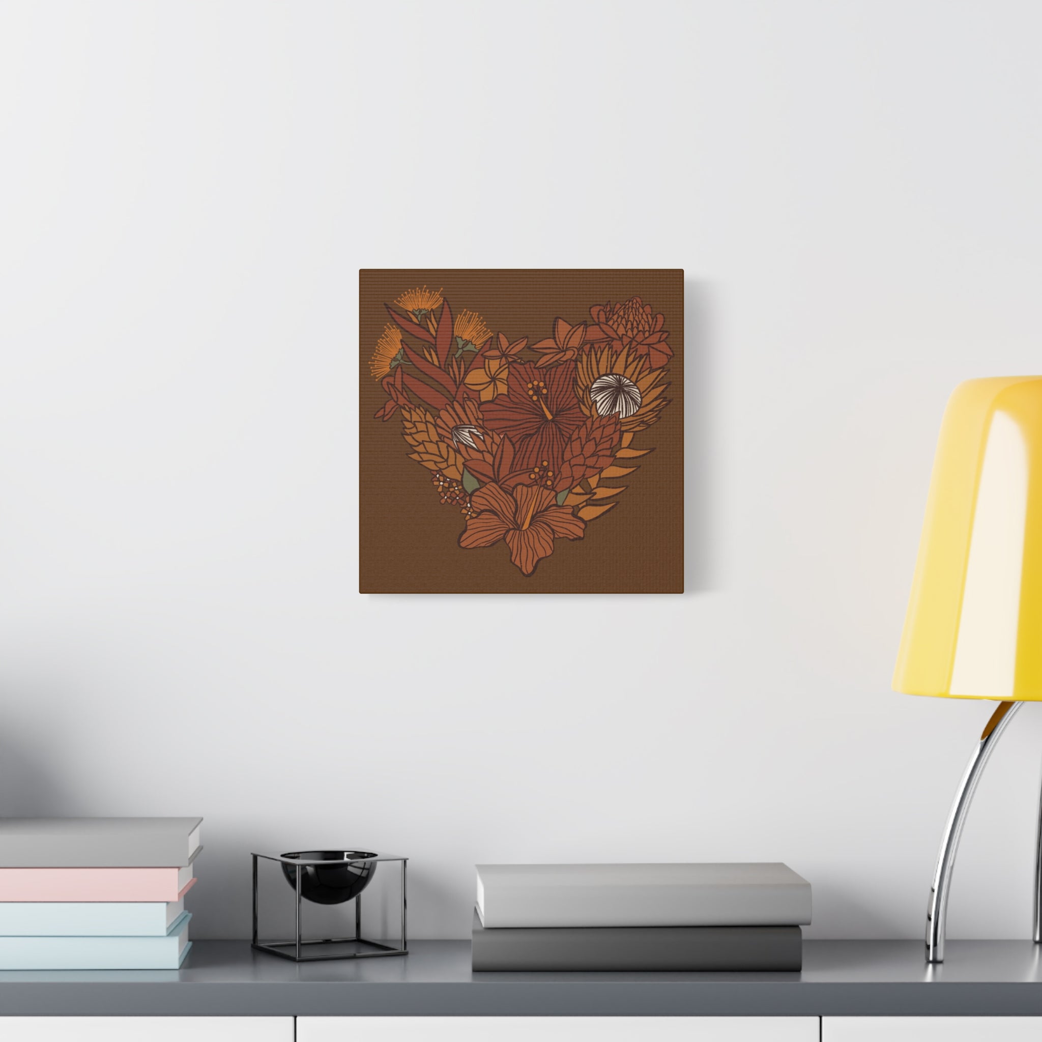 Terra Cotta Floral Heart Canvas