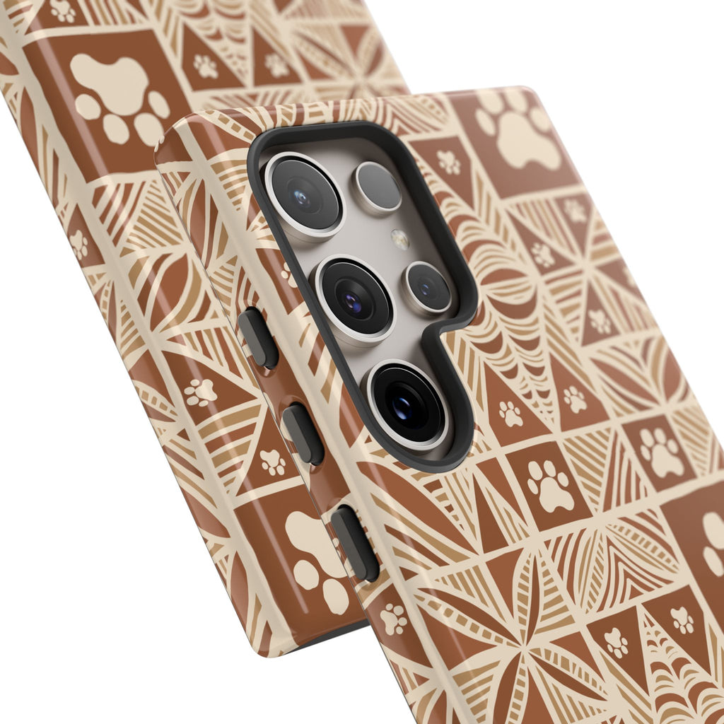 Manu Brown Tribal Paw Print Phone Case — Patterned All-Over-Print Phone Case