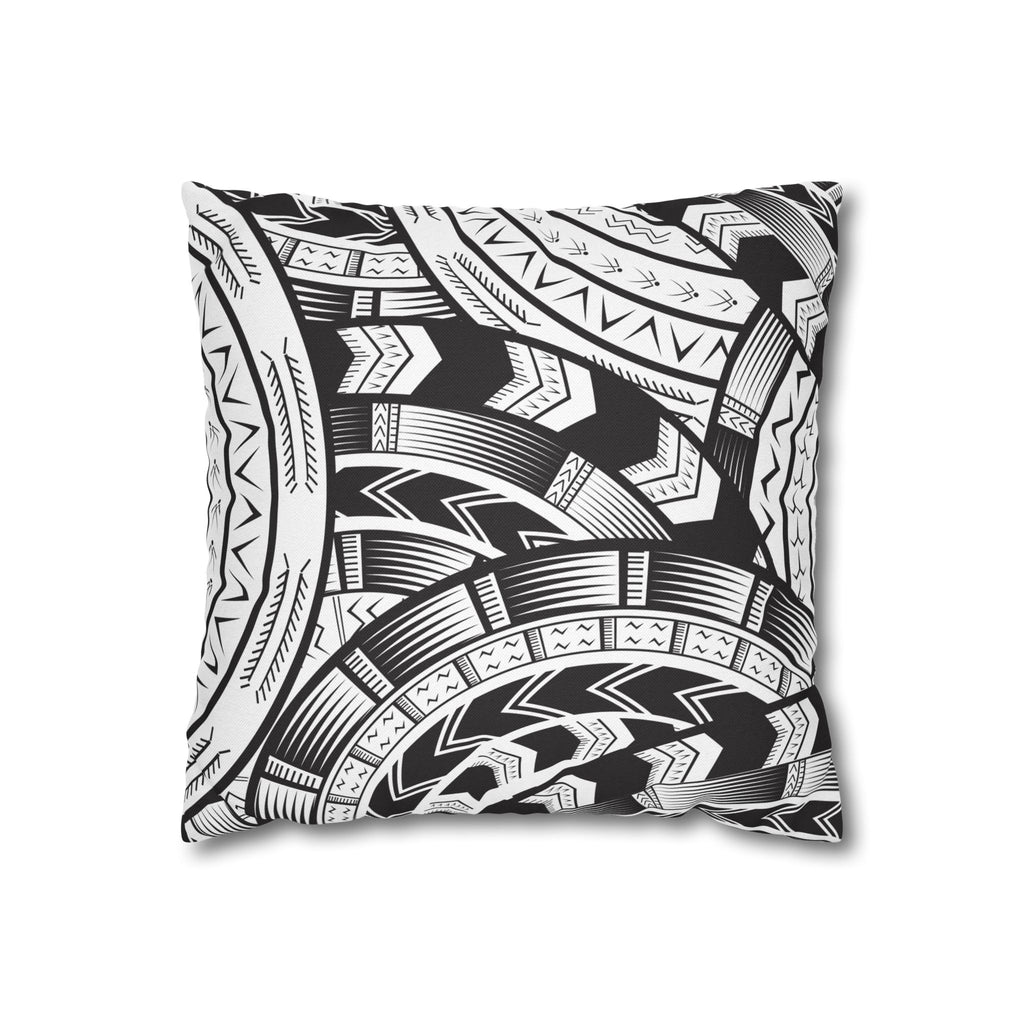 Black and White Tatau Square Pillow Case