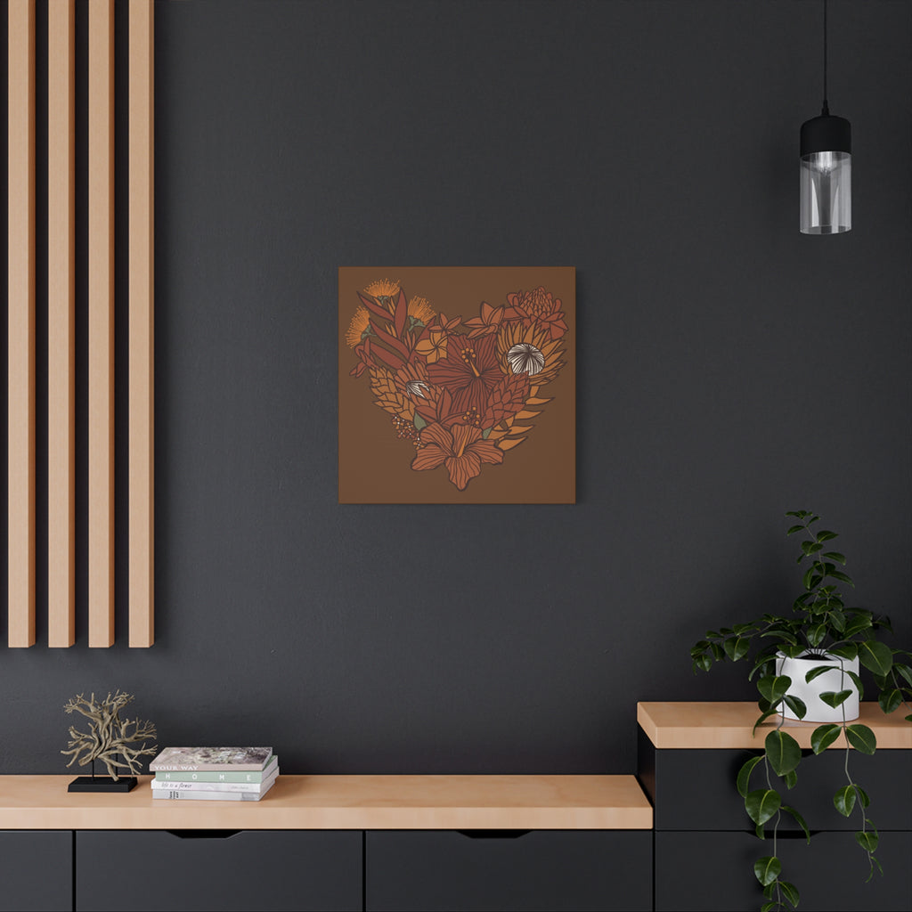 Terra Cotta Floral Heart Canvas