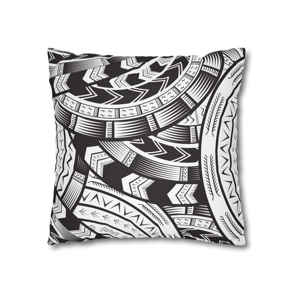 Black and White Tatau Square Pillow Case