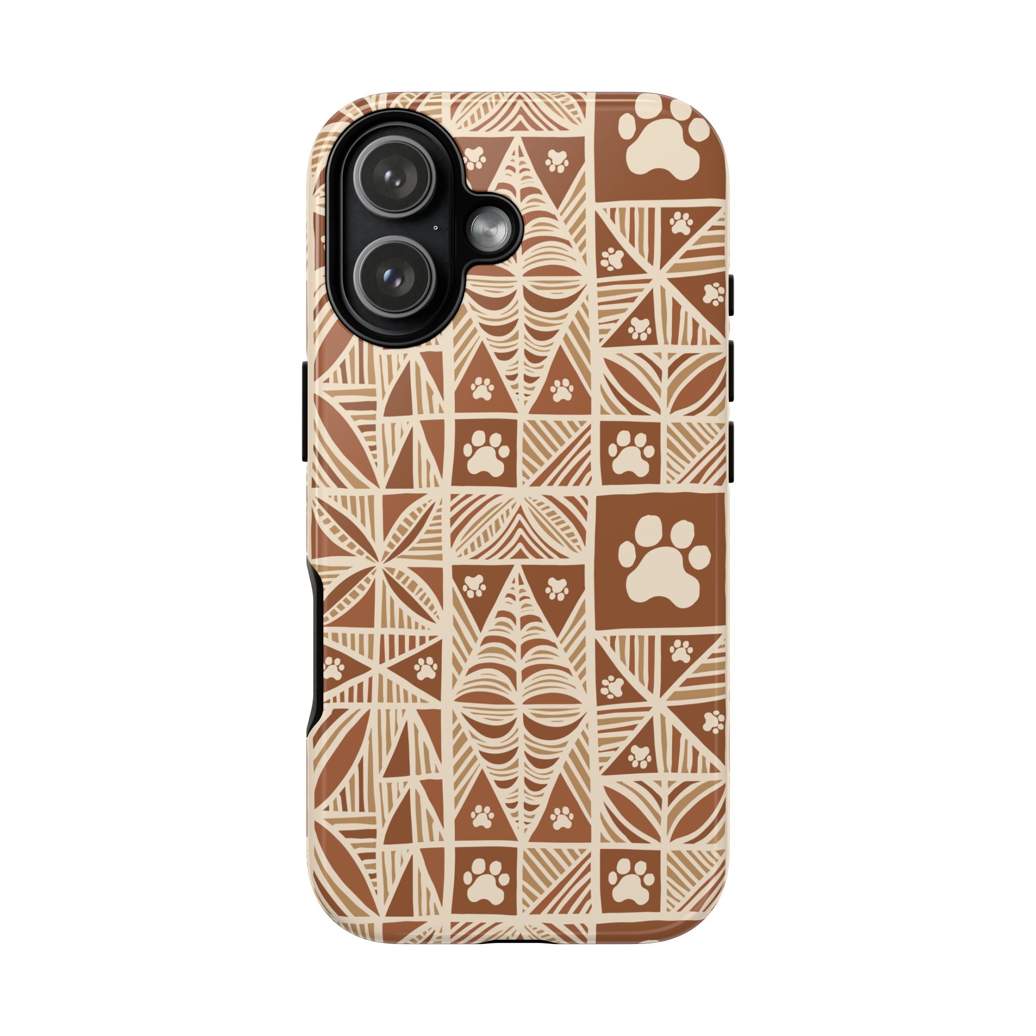 Manu Brown Tribal Paw Print Phone Case — Patterned All-Over-Print Phone Case