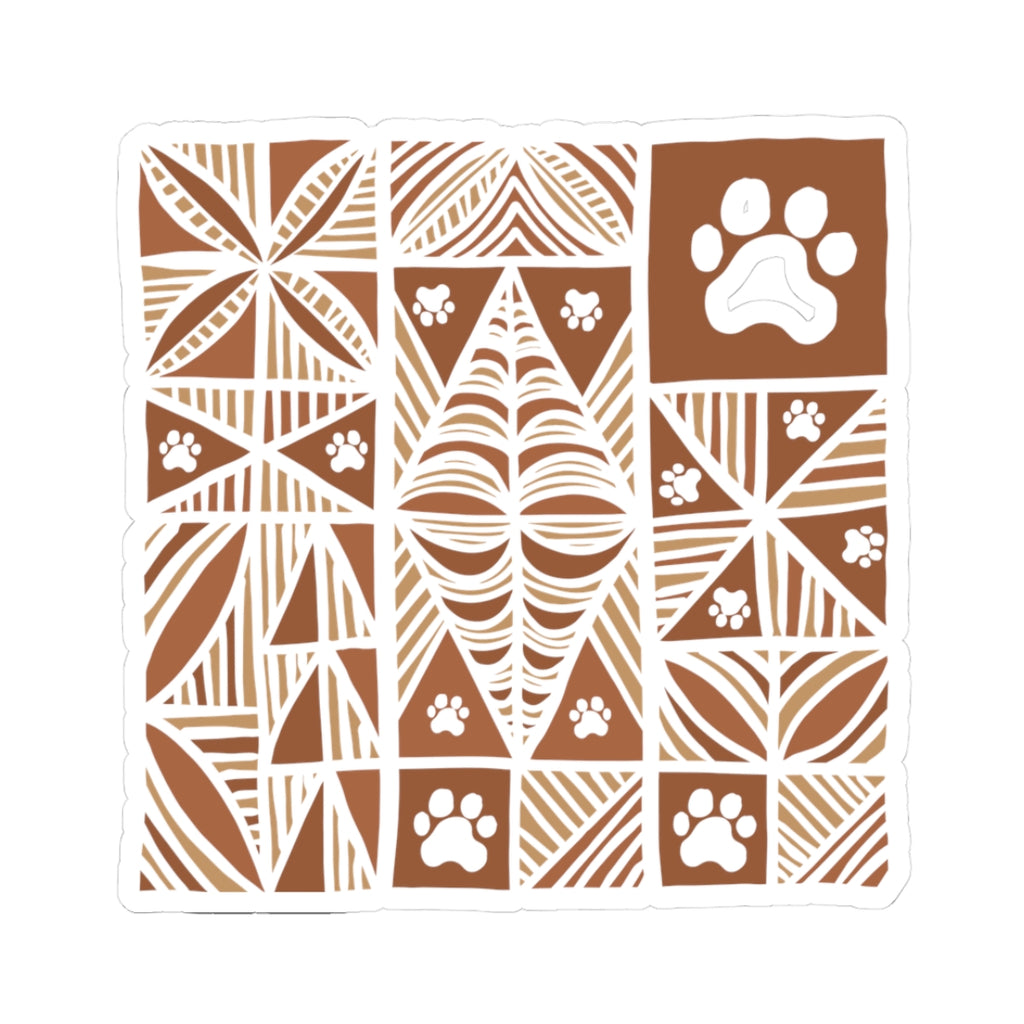 Manu Brown Tribal Paw Print Sticker — Patterned All-Over-Print Sticker