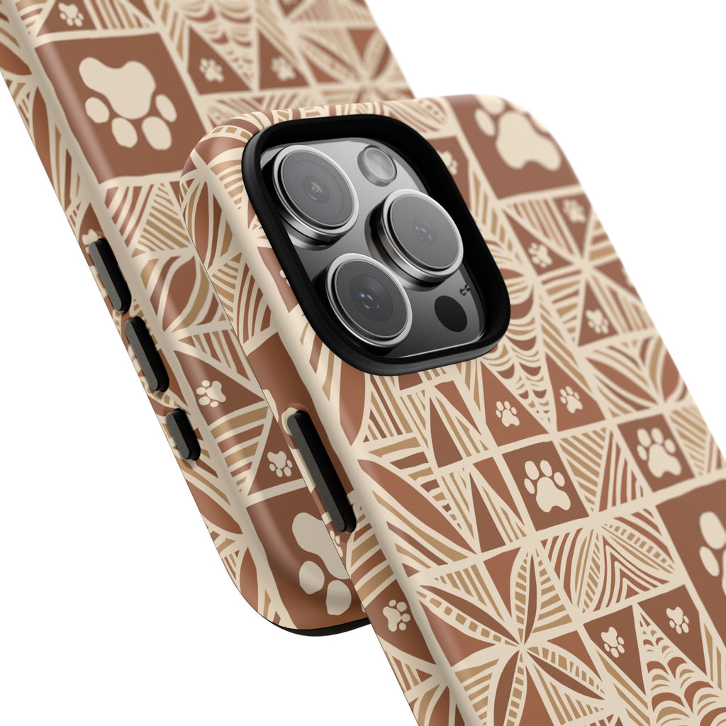 Manu Brown Tribal Paw Print Phone Case — Patterned All-Over-Print Phone Case