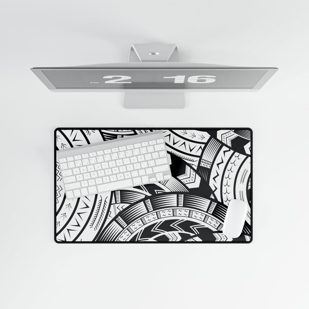 Black and White Tatau Desk Mat
