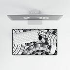 Black and White Tatau Desk Mat