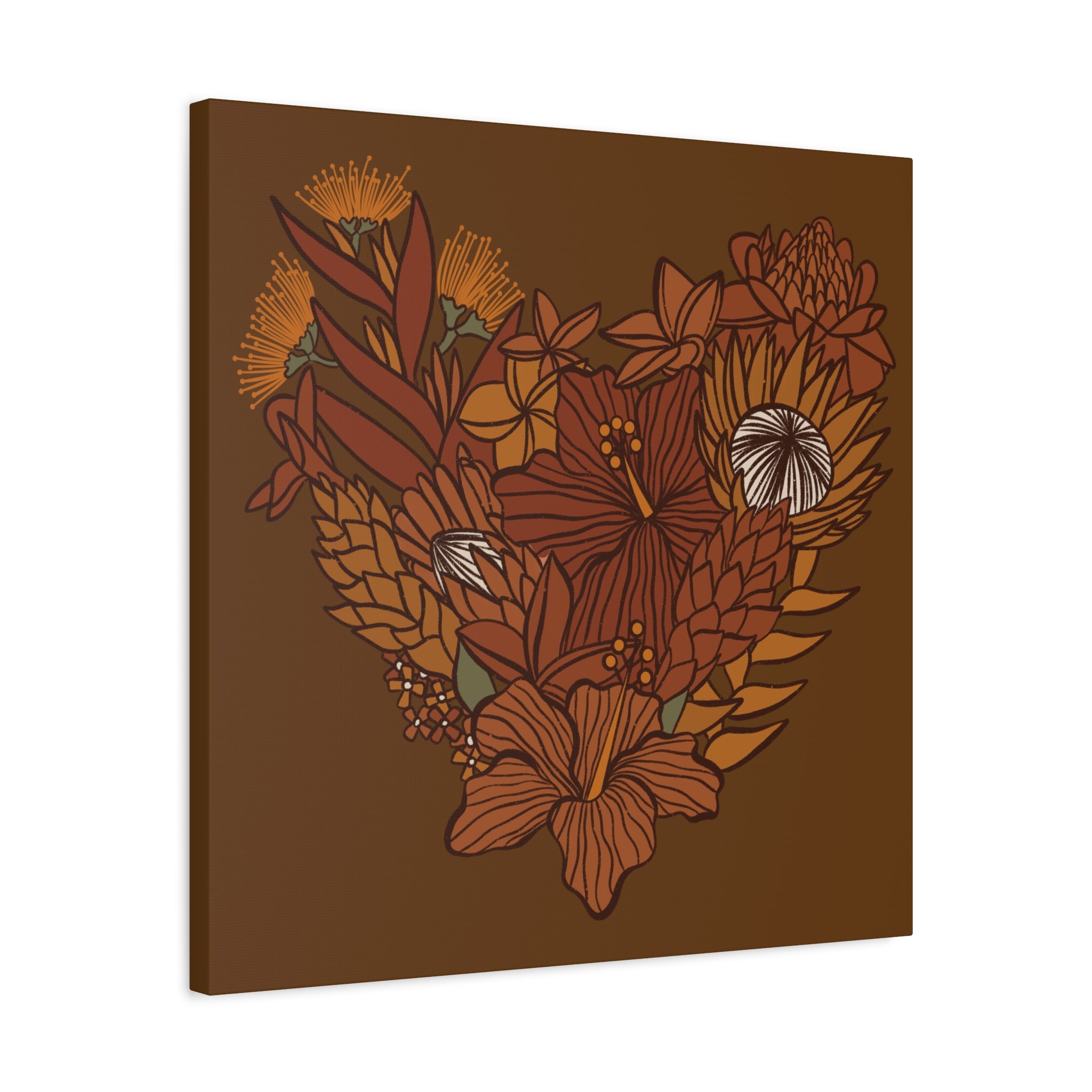 Terra Cotta Floral Heart Canvas