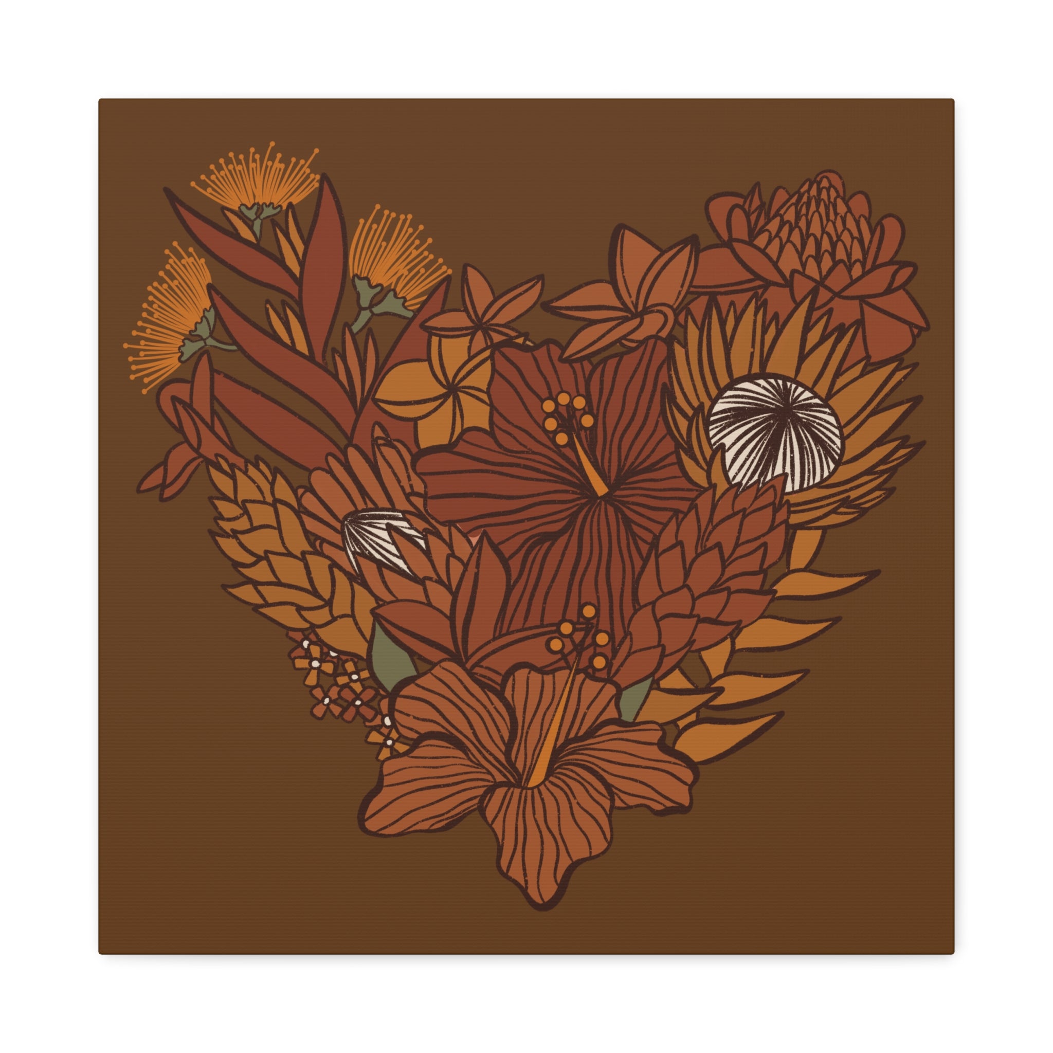 Terra Cotta Floral Heart Canvas