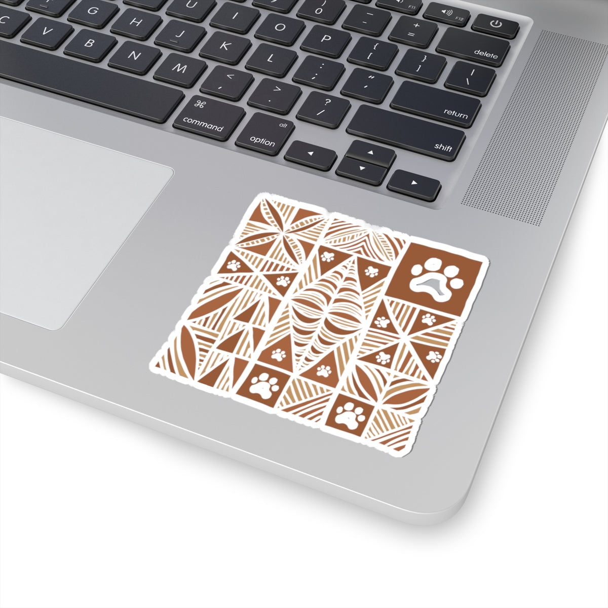 Manu Brown Tribal Paw Print Sticker — Patterned All-Over-Print Sticker