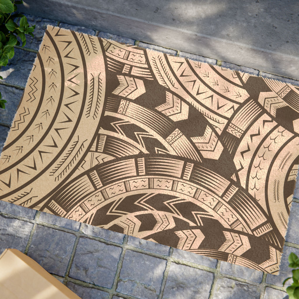Black and White Tatau Door Mat