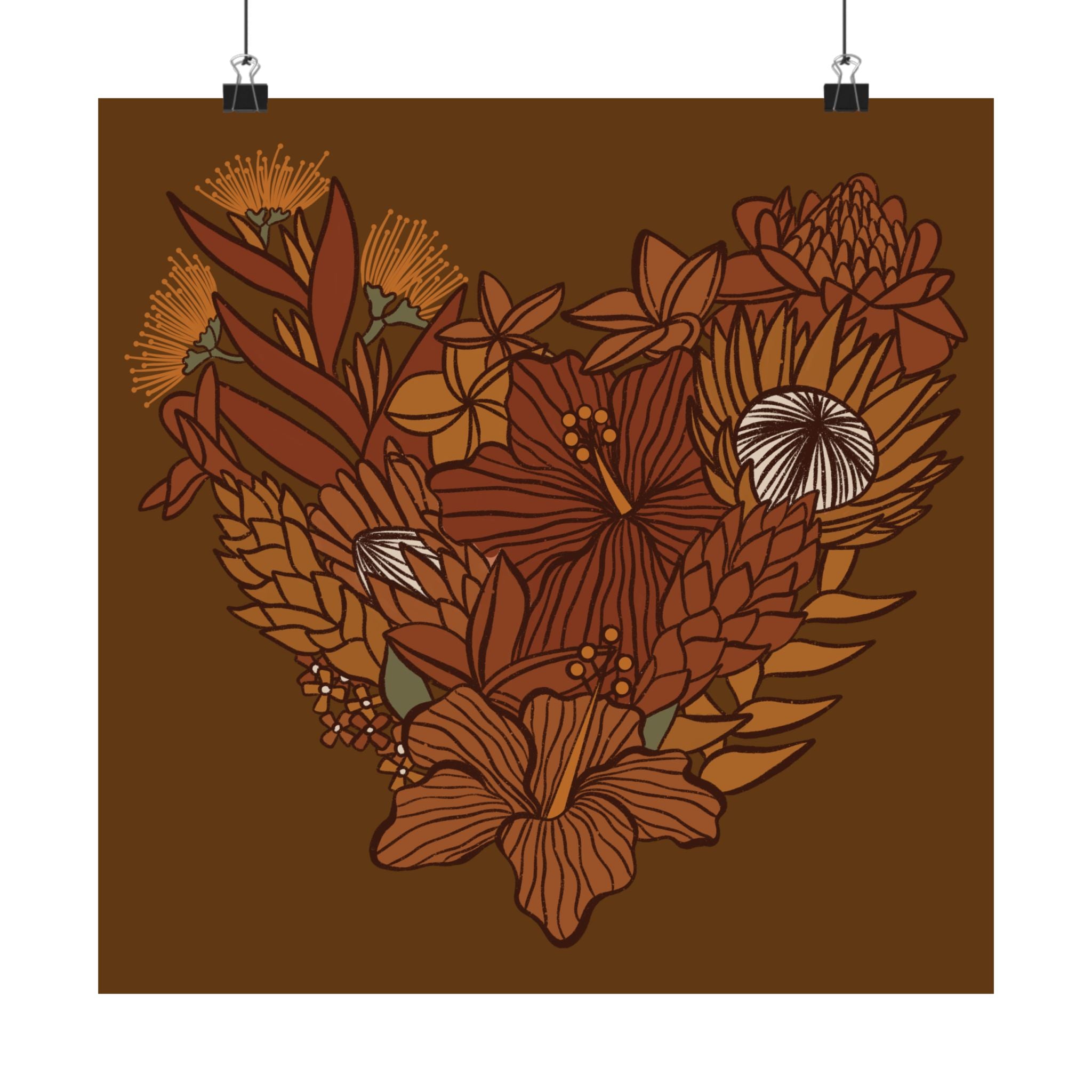 Terra Cotta Floral Heart Poster