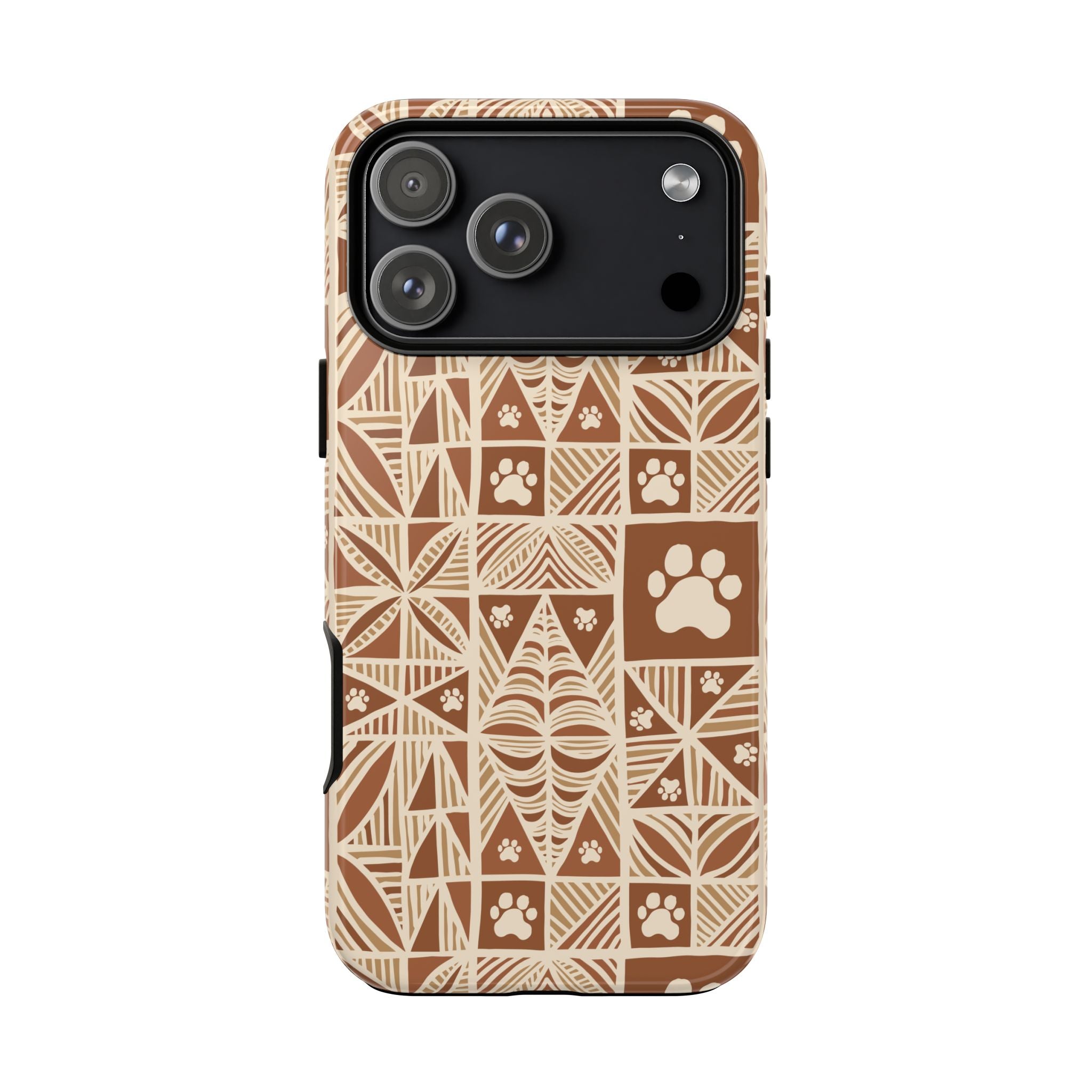 Manu Brown Tribal Paw Print Phone Case — Patterned All-Over-Print Phone Case