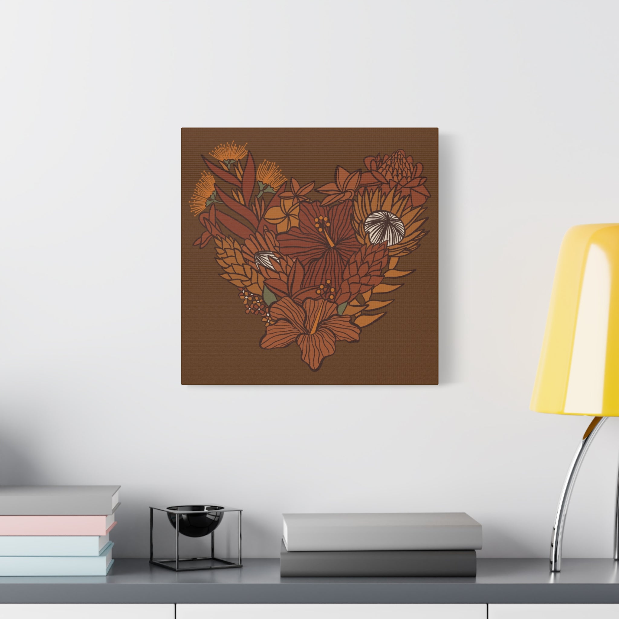 Terra Cotta Floral Heart Canvas