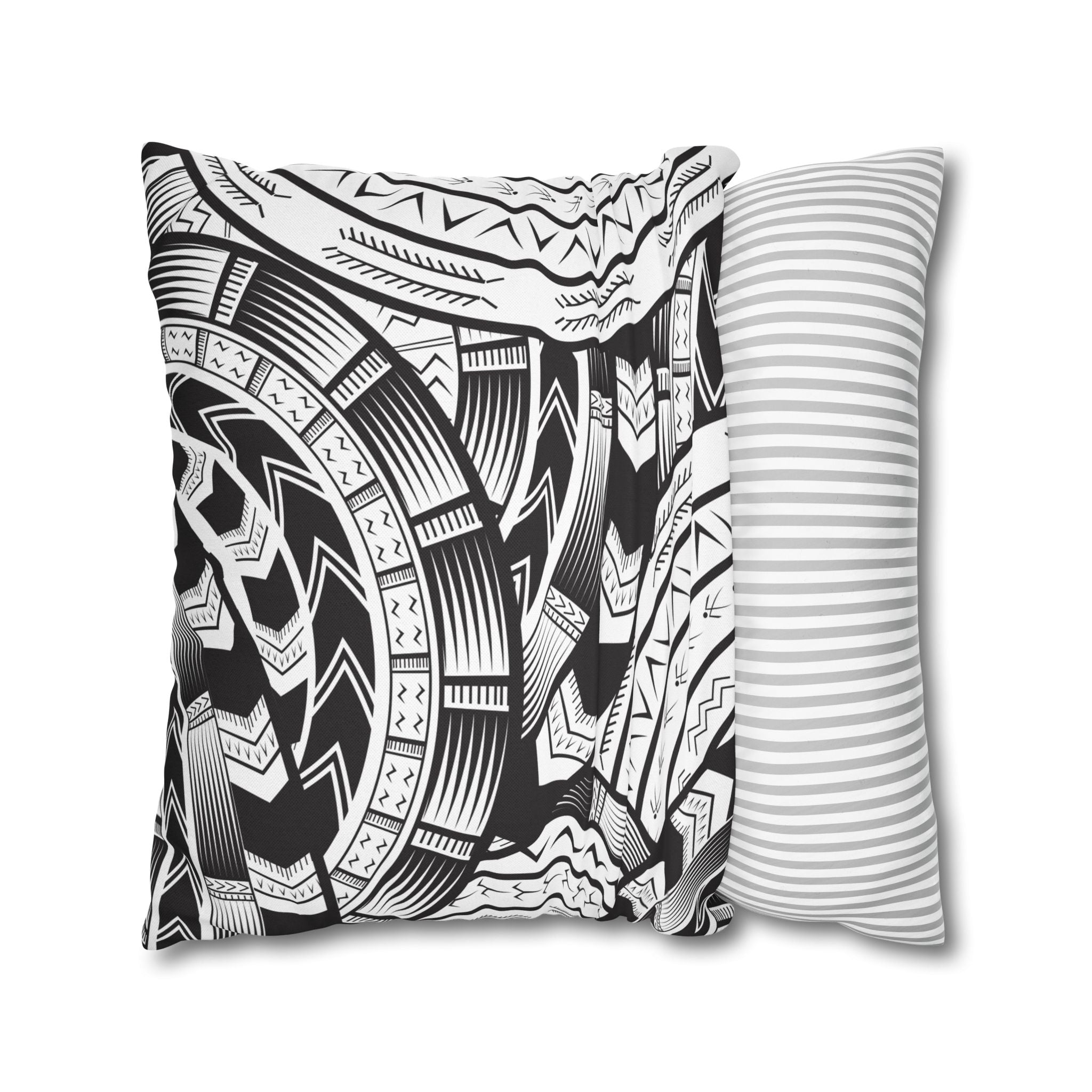 Black and White Tatau Square Pillow Case