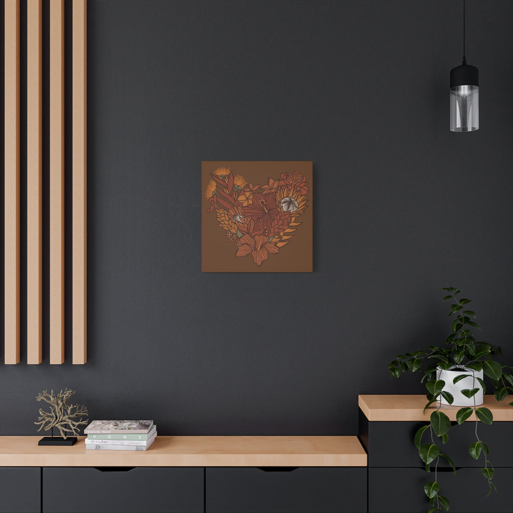 Terra Cotta Floral Heart Canvas