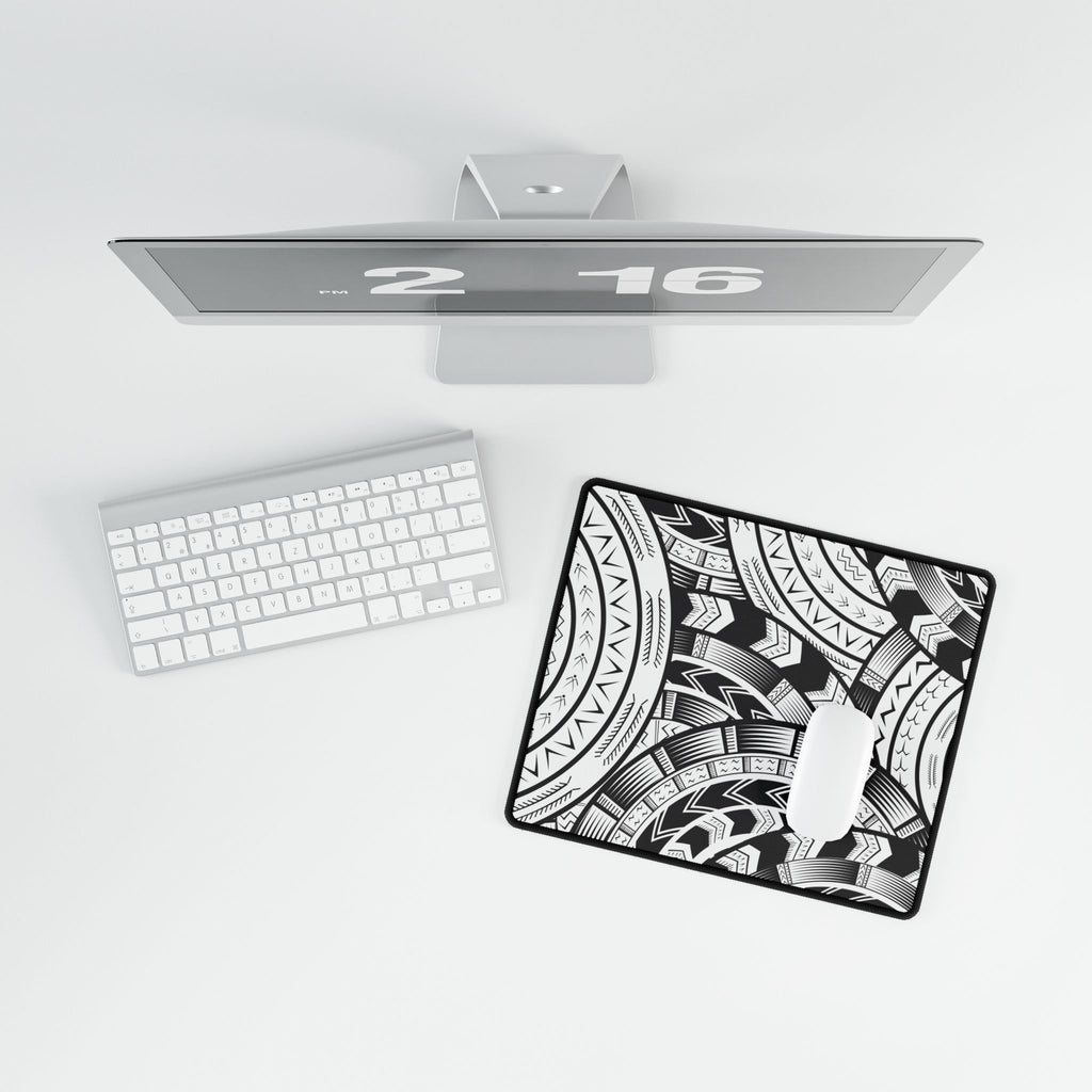 Black and White Tatau Desk Mat
