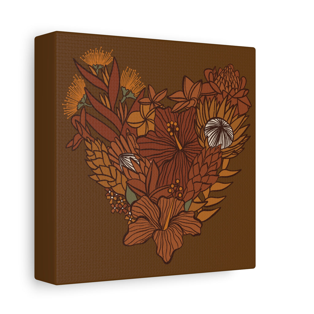 Terra Cotta Floral Heart Canvas