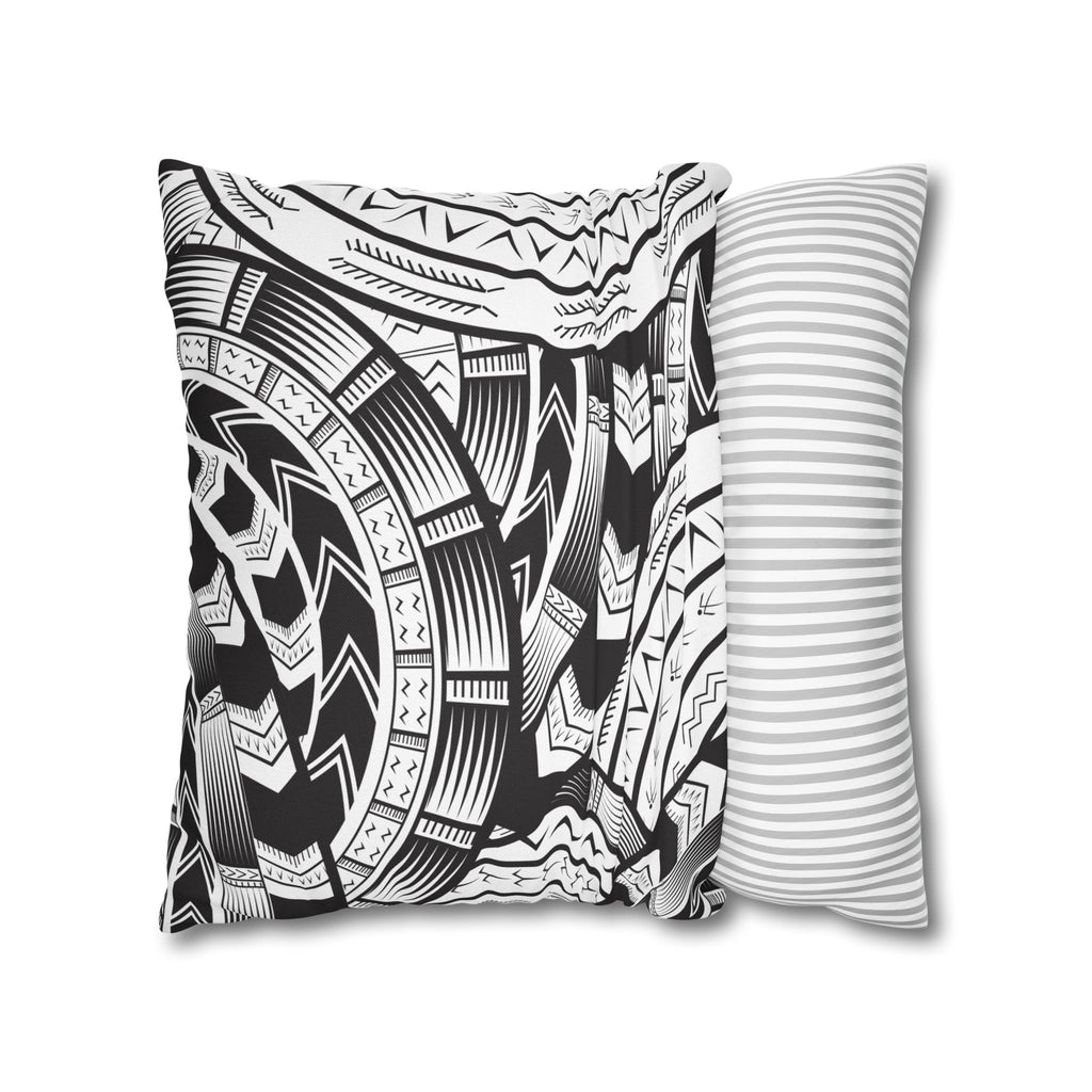 Black and White Tatau Square Pillow Case
