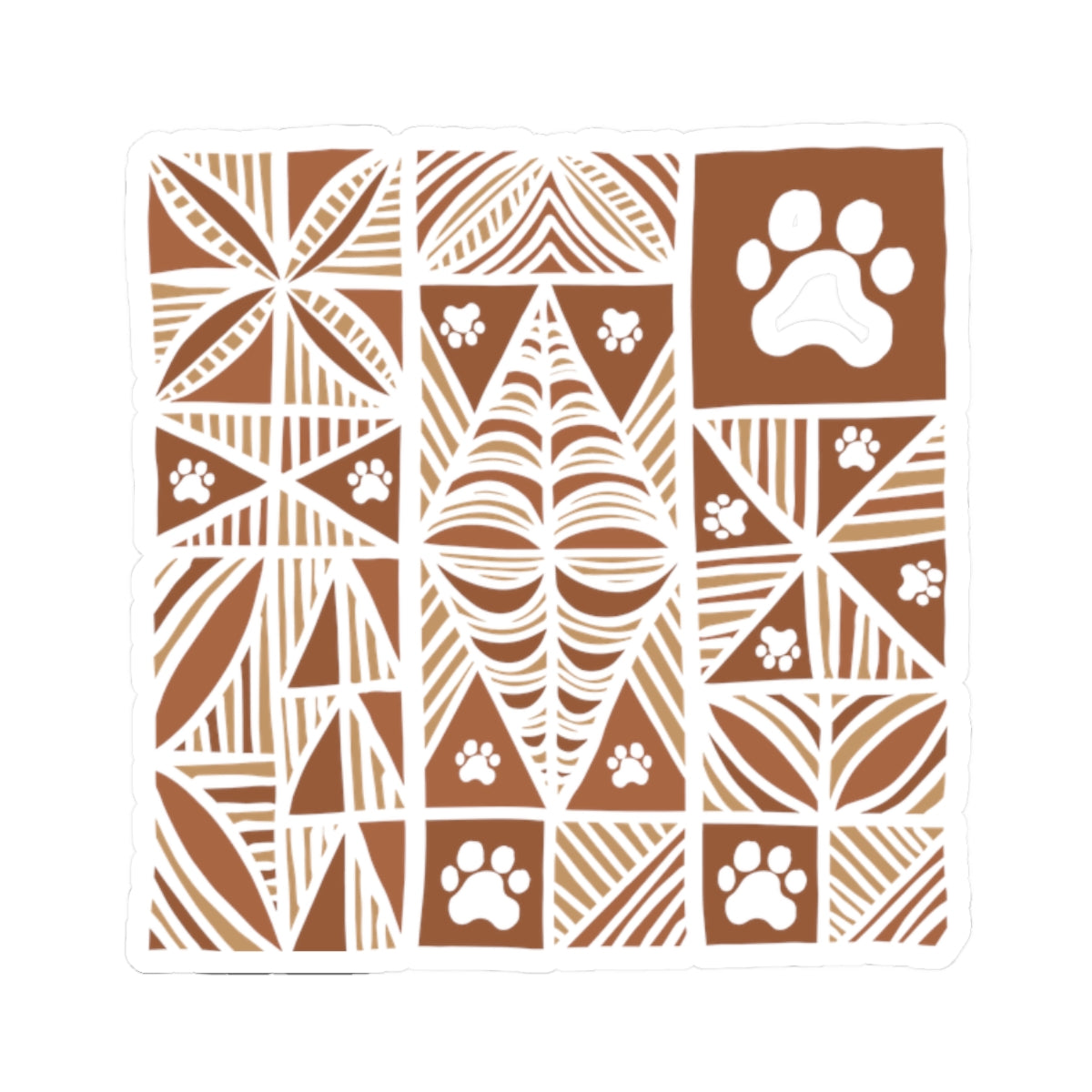 Manu Brown Tribal Paw Print Sticker — Patterned All-Over-Print Sticker