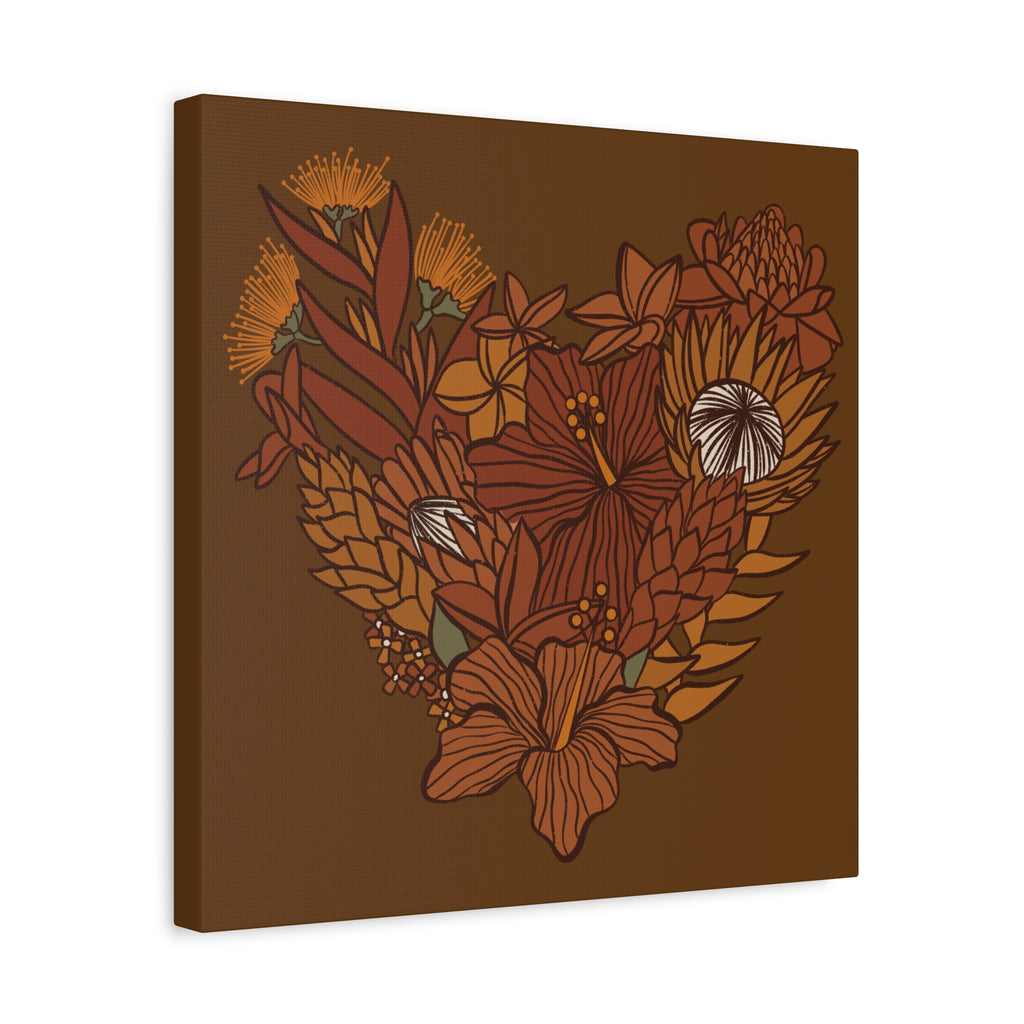 Terra Cotta Floral Heart Canvas