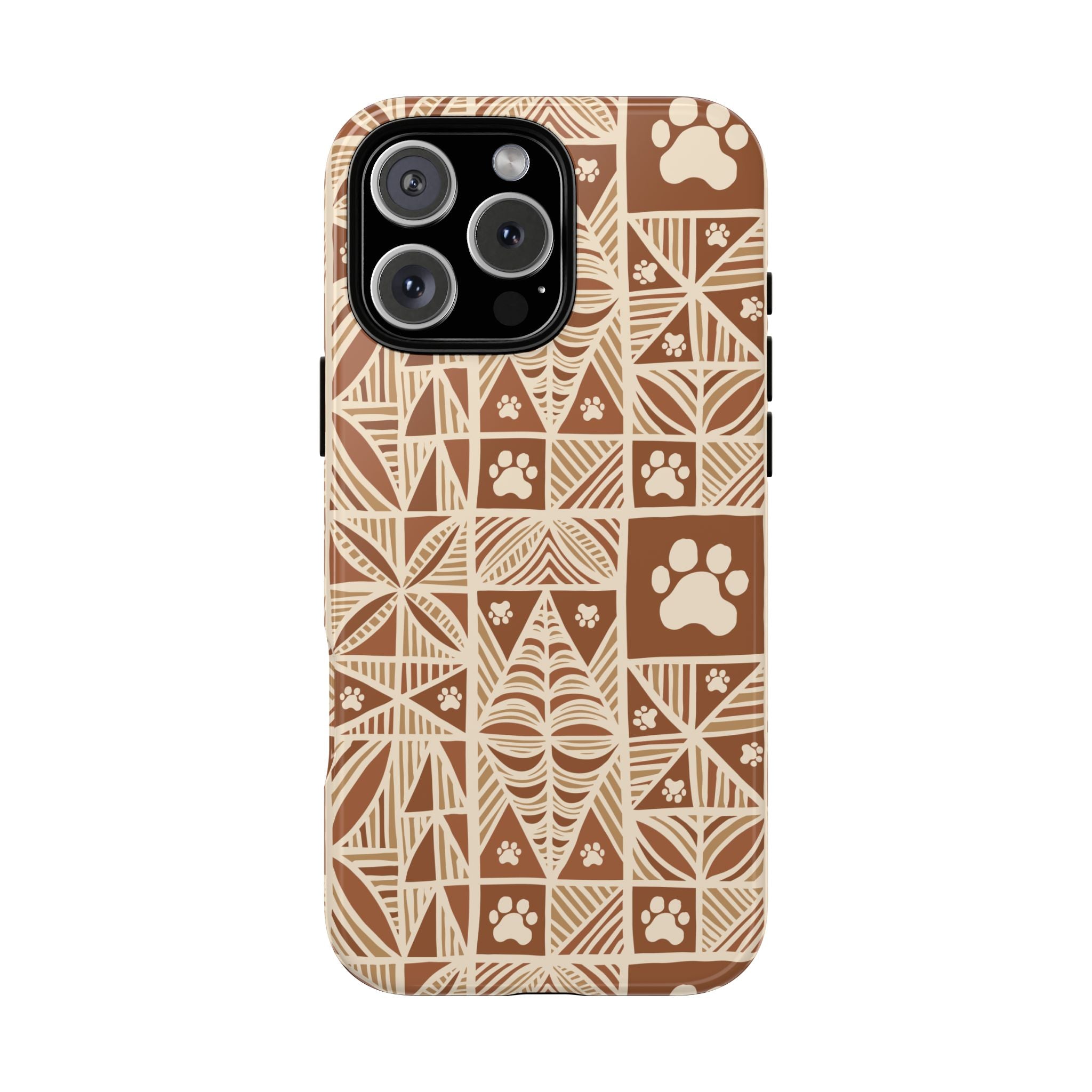 Manu Brown Tribal Paw Print Phone Case — Patterned All-Over-Print Phone Case