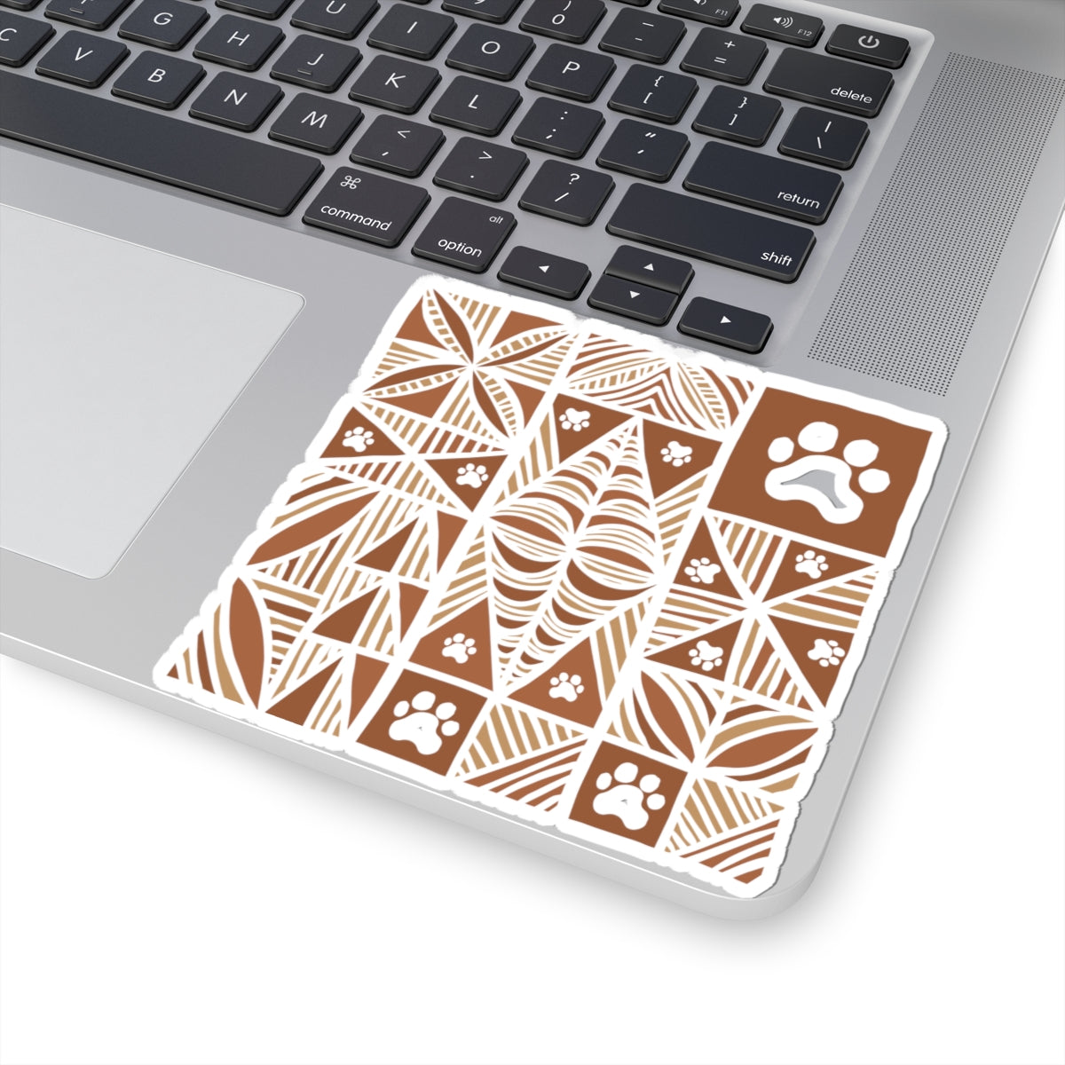 Manu Brown Tribal Paw Print Sticker — Patterned All-Over-Print Sticker