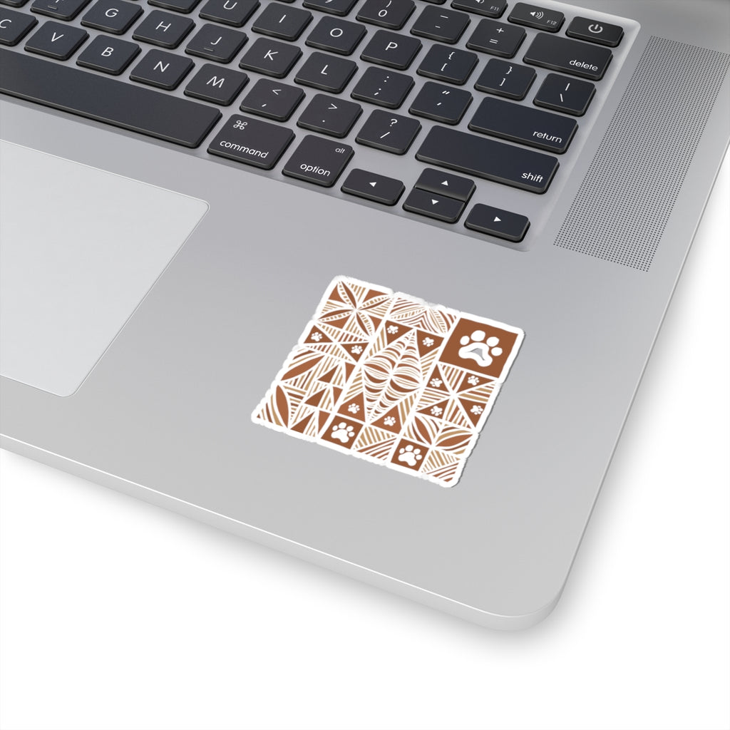 Manu Brown Tribal Paw Print Sticker — Patterned All-Over-Print Sticker